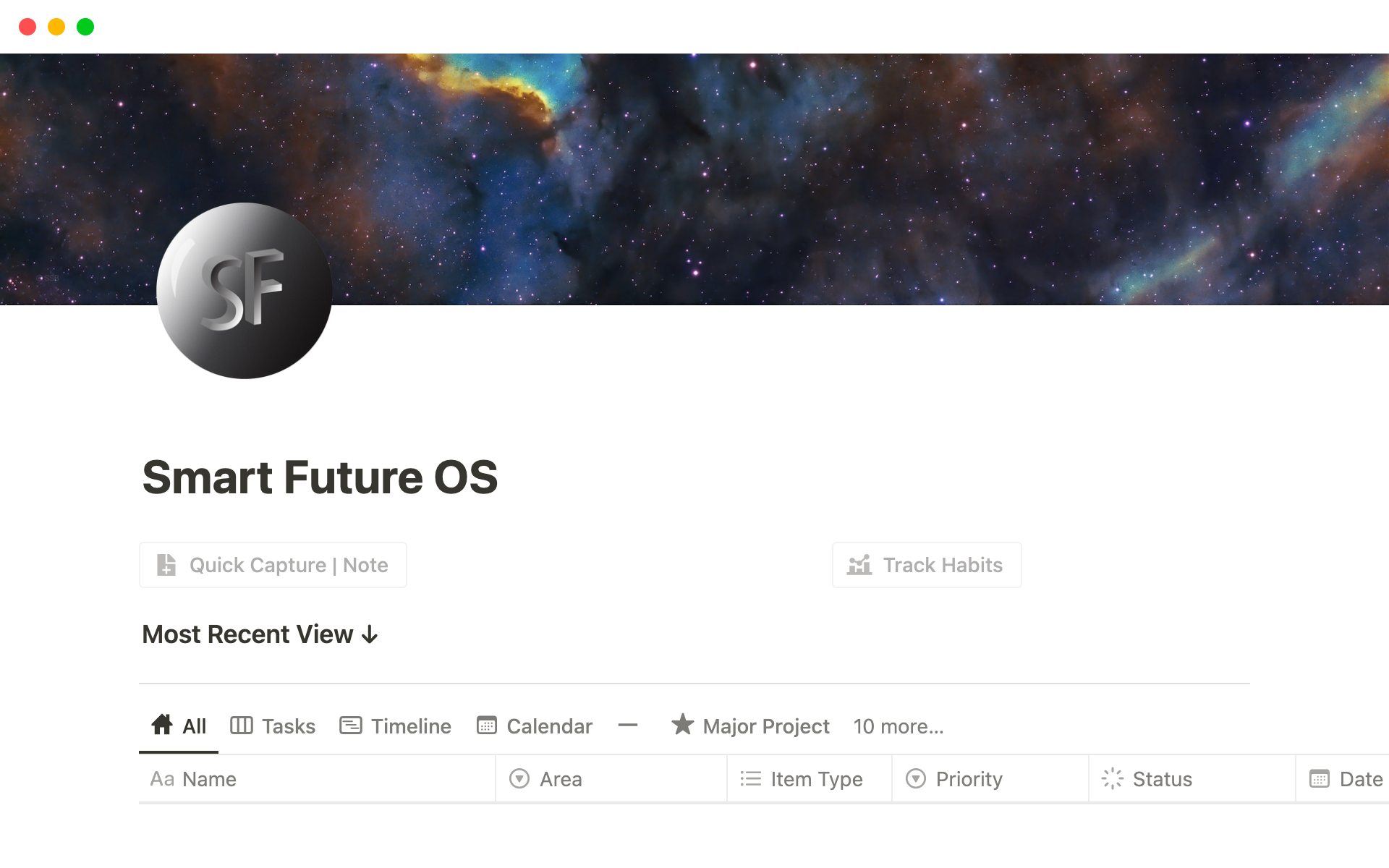 A template preview for Smart Future OS