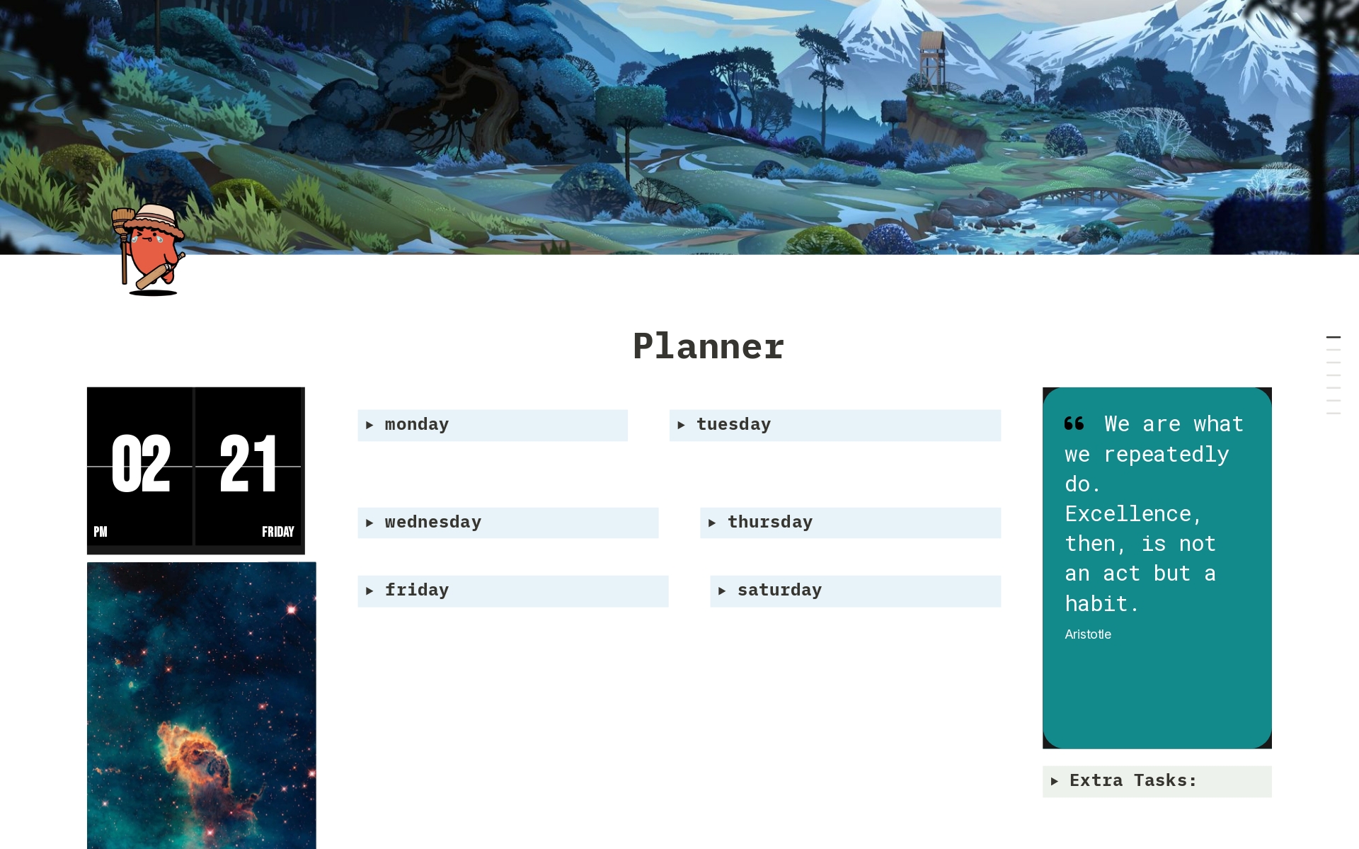 A template preview for Planner (Dark Mode Only)