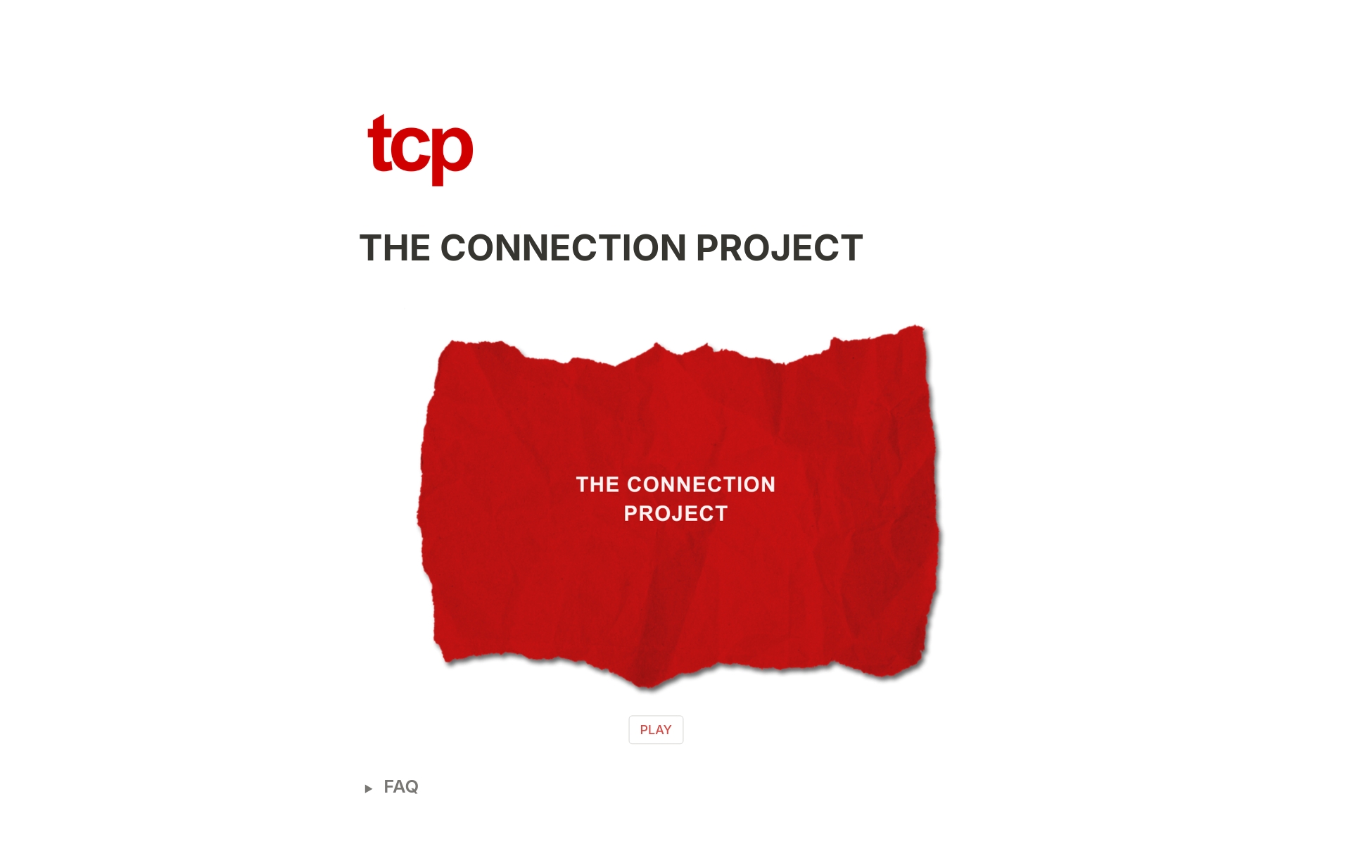 En förhandsgranskning av mallen för The Connection Project