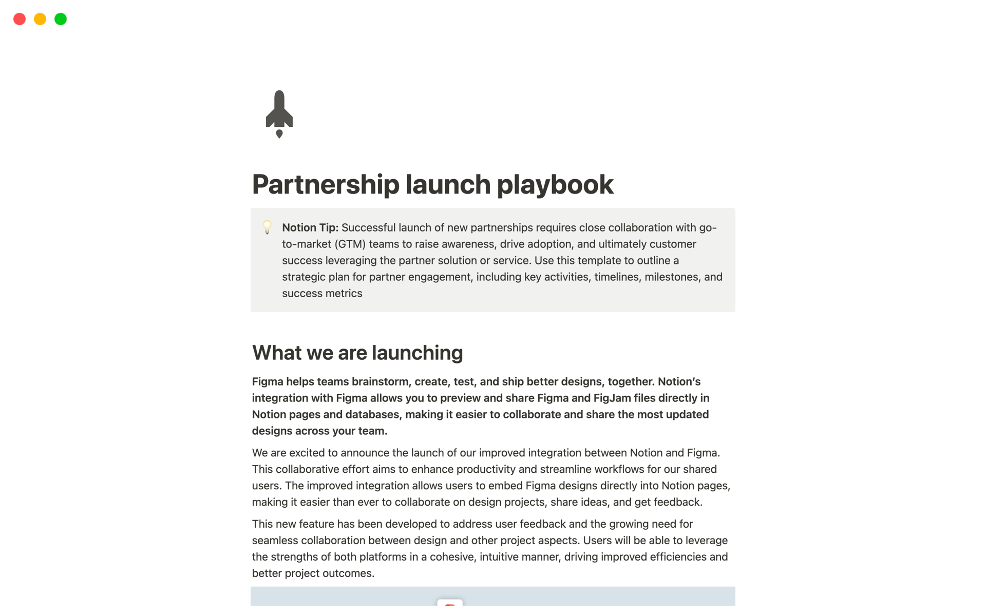 Eine Vorlagenvorschau für Partnership launch playbook