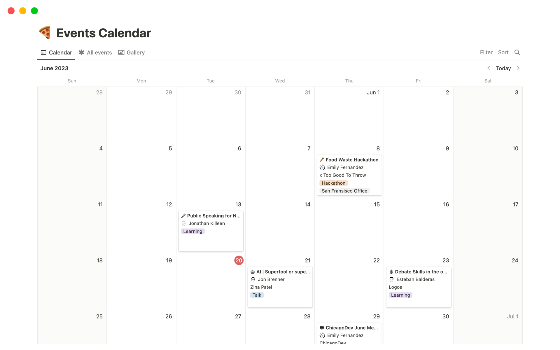 Events Calendar 2024 Notion Template