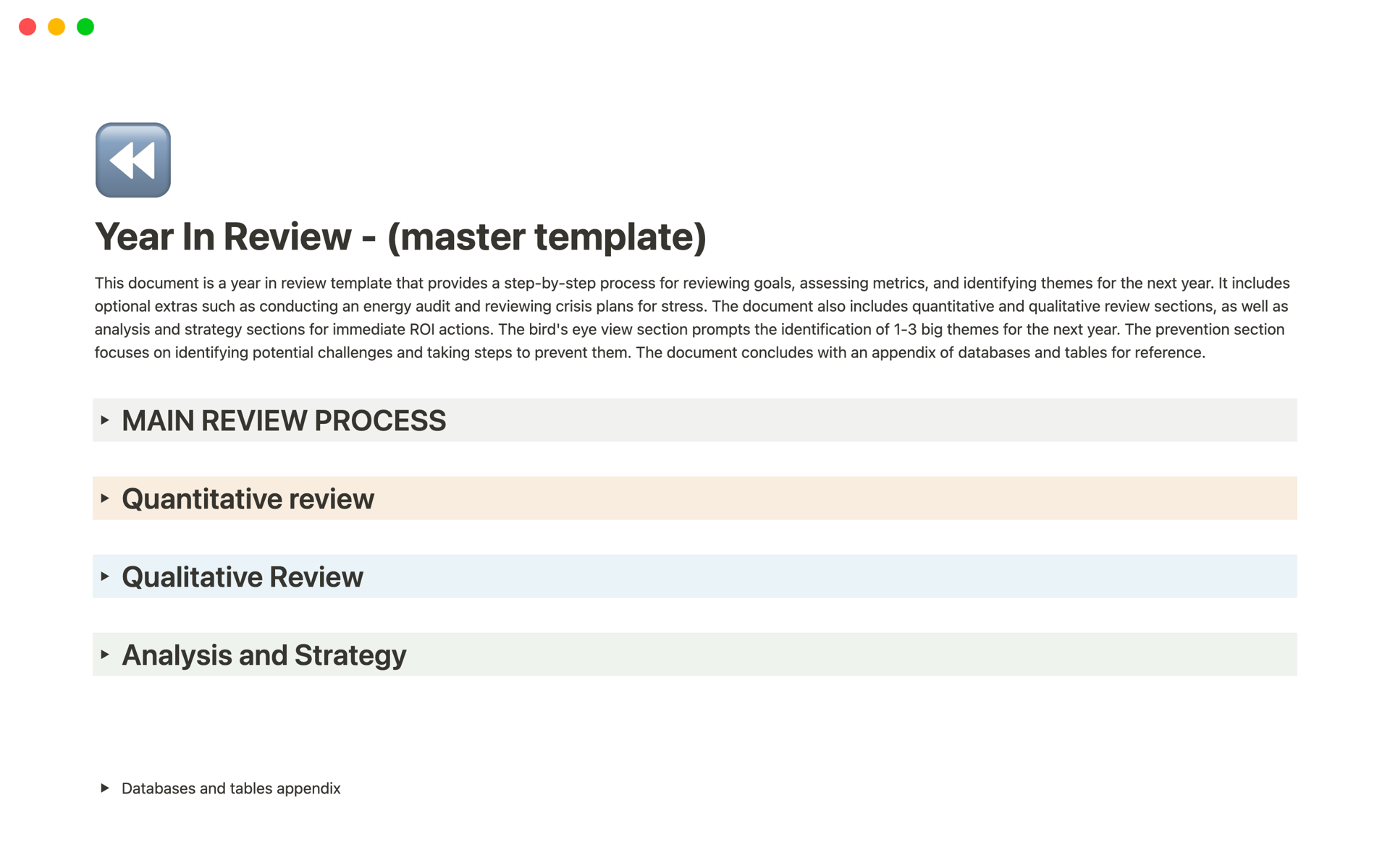 The exact yearly review master template our team at LGP uses to conduct our internal yearly reviews for each team member's own goals and personal growth. 