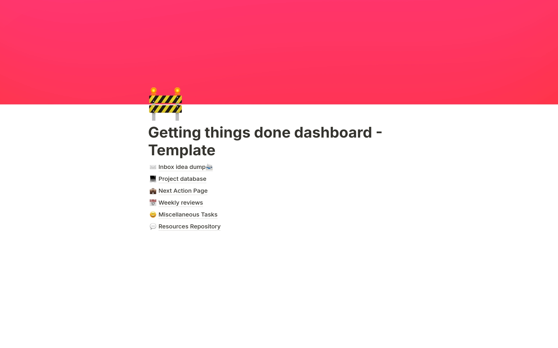 A template preview for GTD Framework