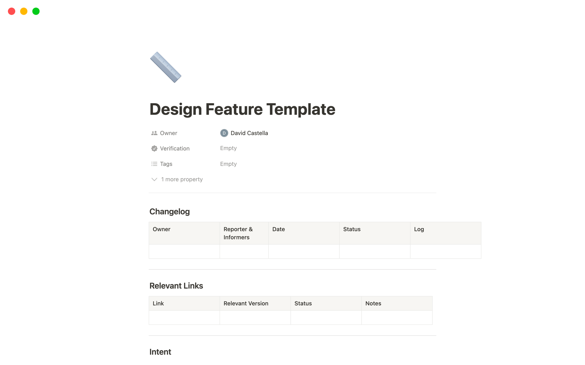 A template preview for Design Feature