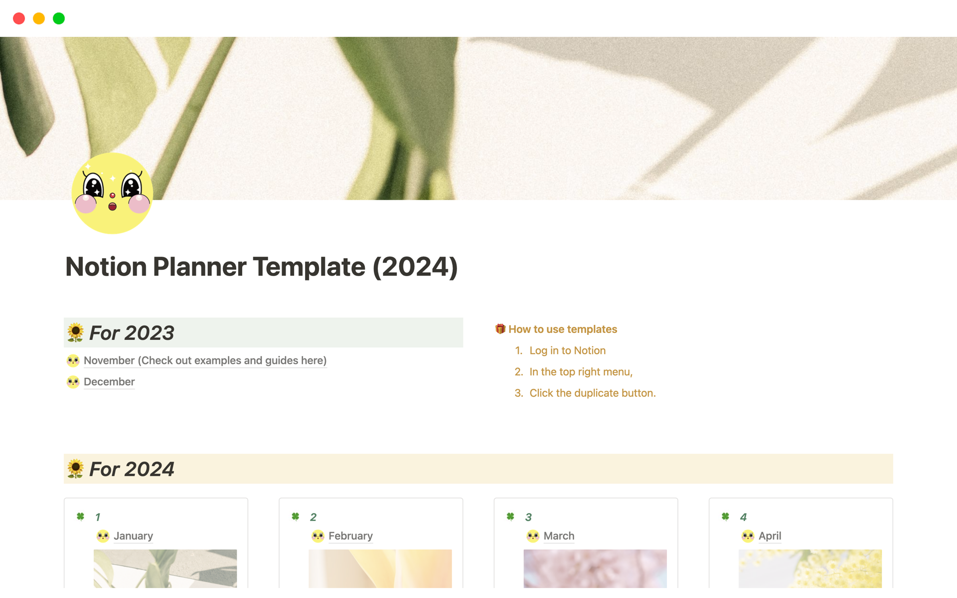 Vista previa de una plantilla para Personal Planner