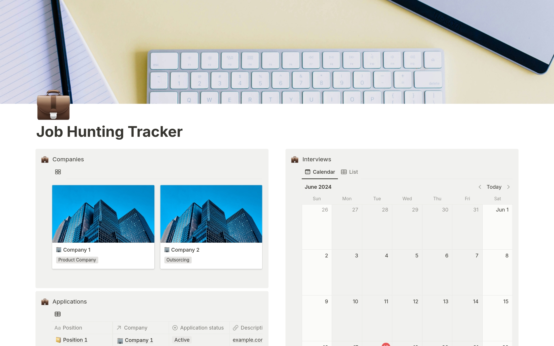 Take charge of your job search with our Notion Job Hunting Tracker. Organize employers, track applications, and manage interviews with ease. Stay focused and efficient, and land your dream job faster.