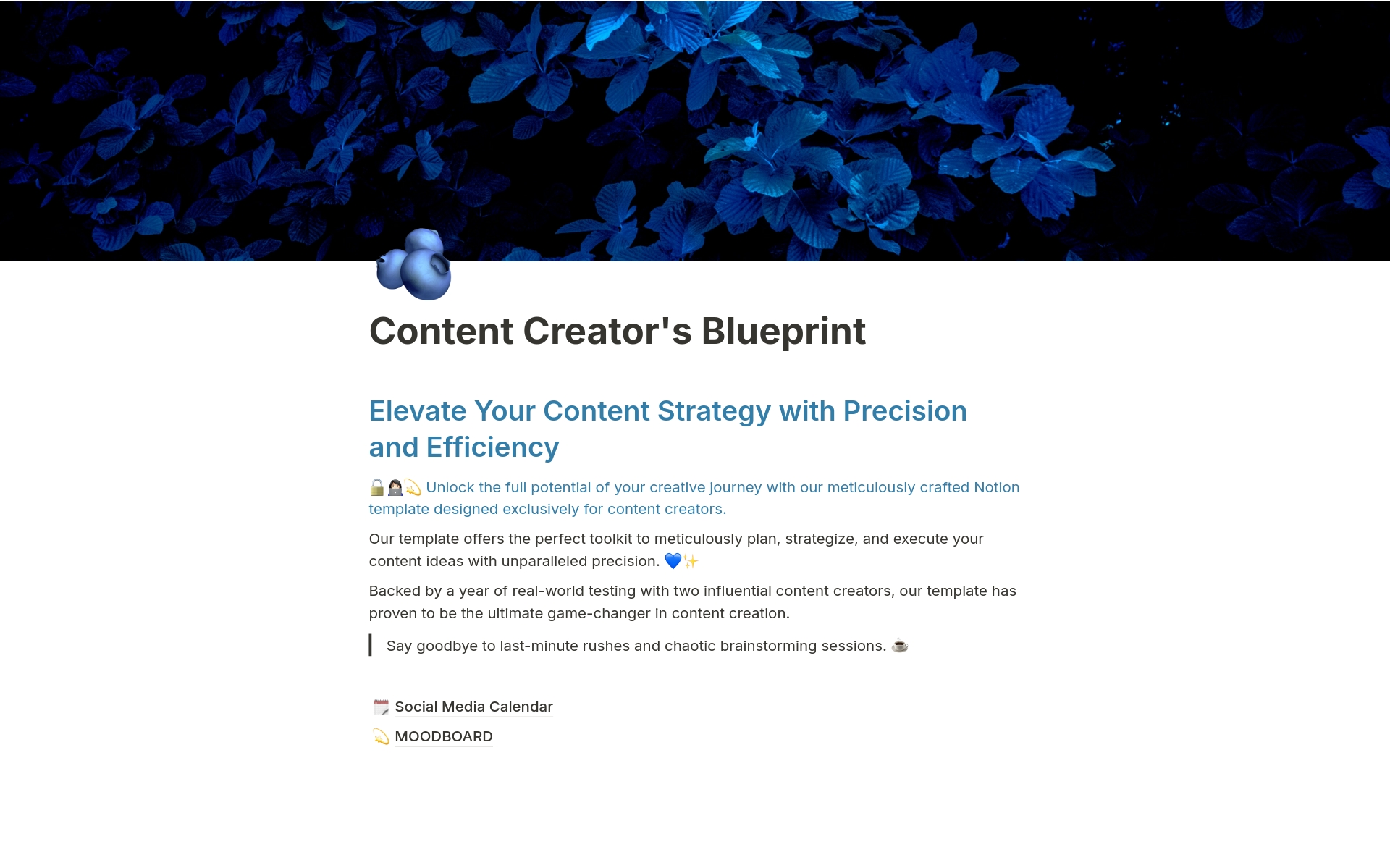 Eine Vorlagenvorschau für Content Creator's Blueprint