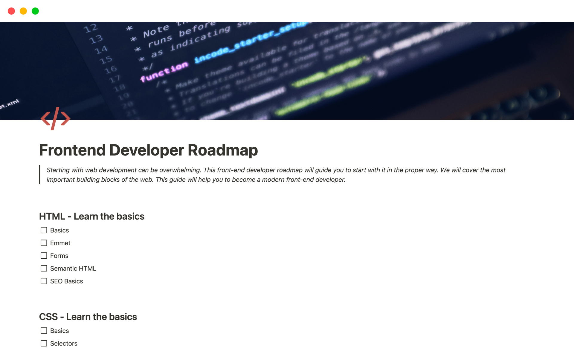 Roadmap for becoming frontend developers.