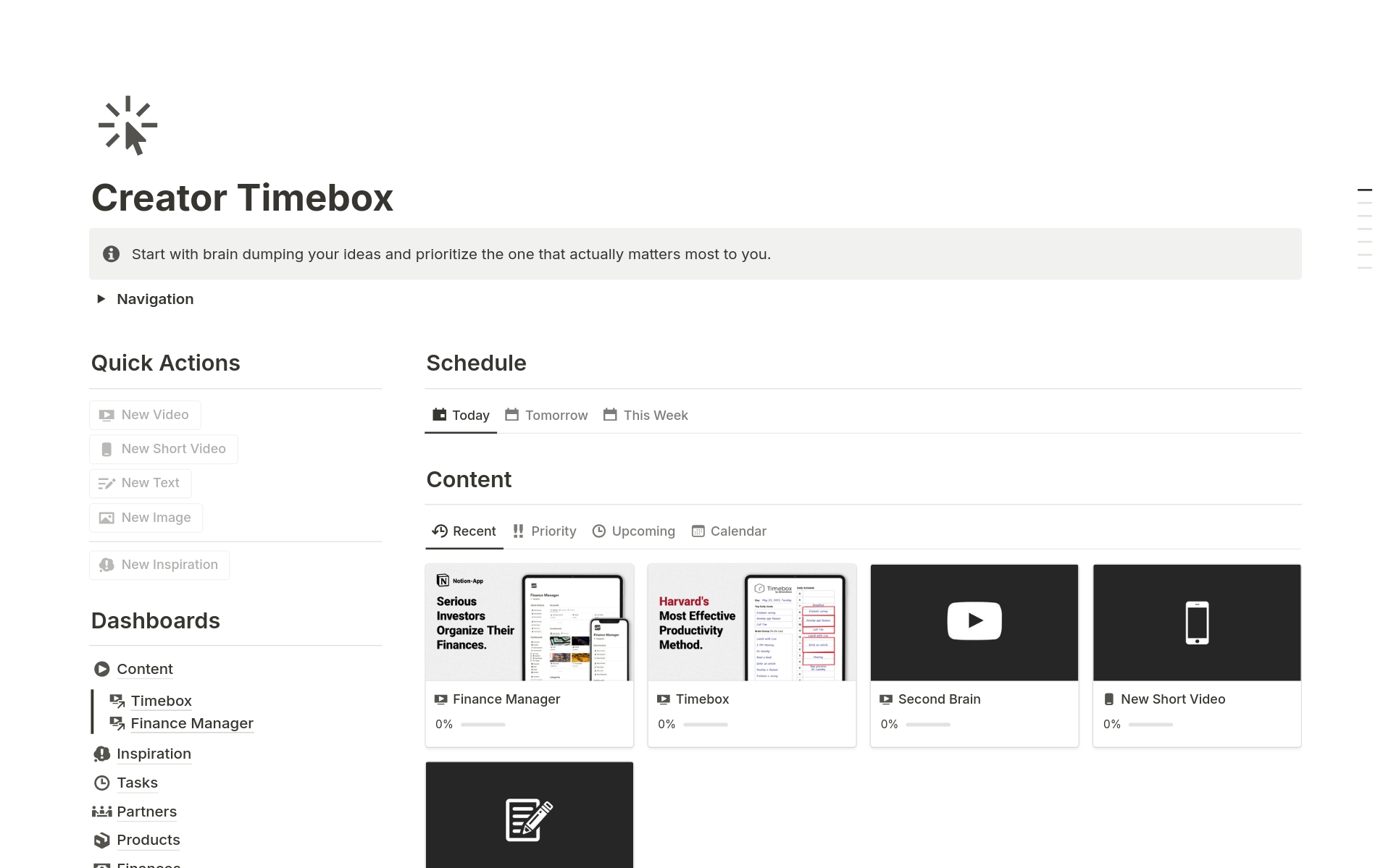 The most sucessful people use Timeboxing to get more done in less time. According to Harvard University, Timeboxing is the most effective productivity method. The Creator Timebox will streamline your workflow and enhance your creative productivity.