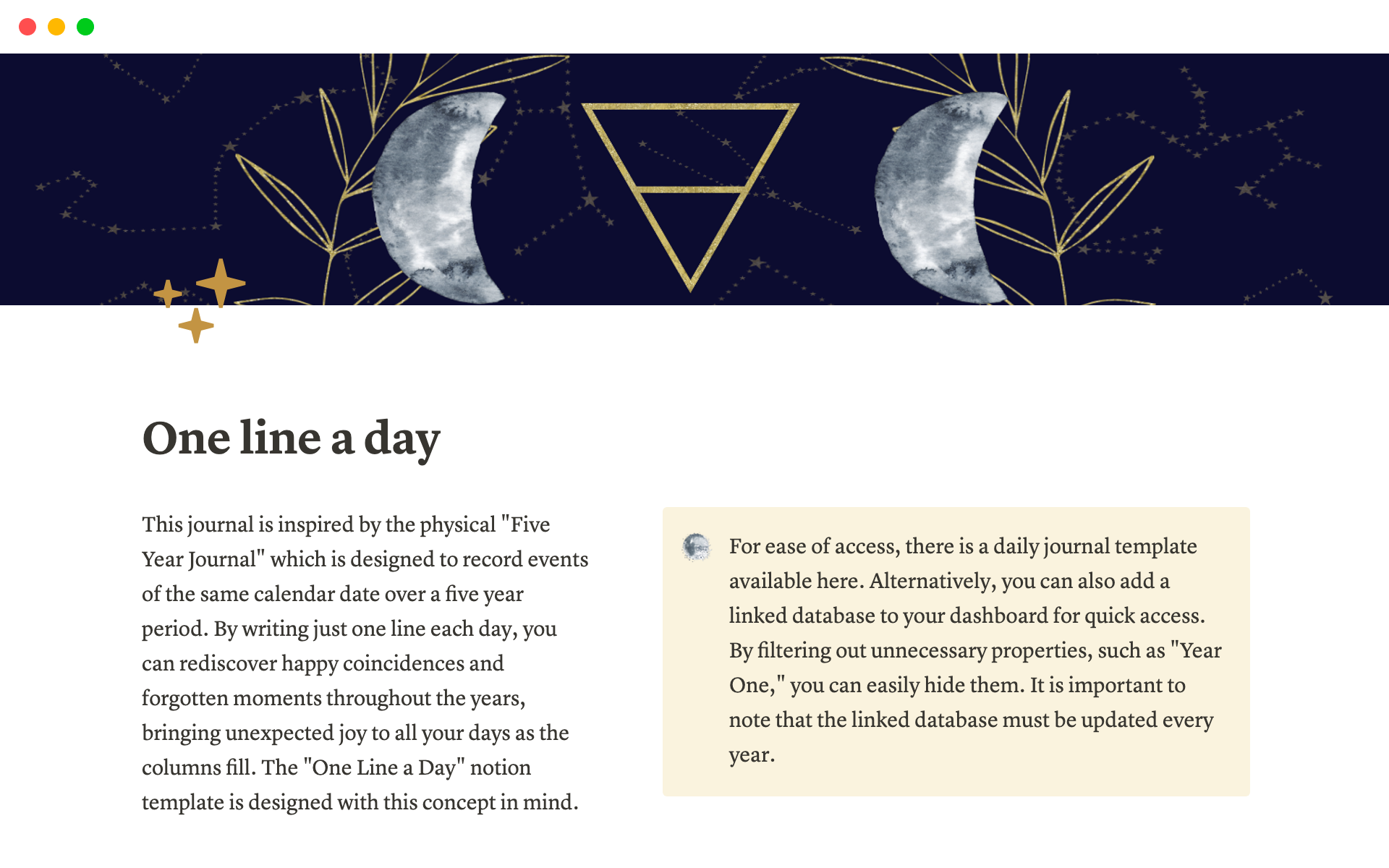 Vista previa de una plantilla para Notion Daily Journal