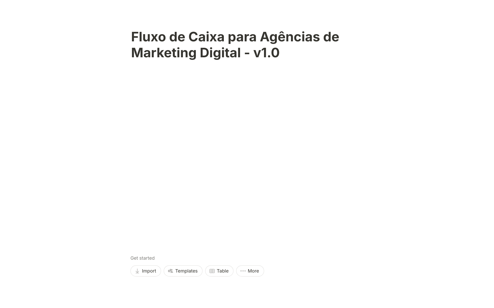 Uma prévia do modelo para Fluxo de Caixa para Agencias de Marketing Digital