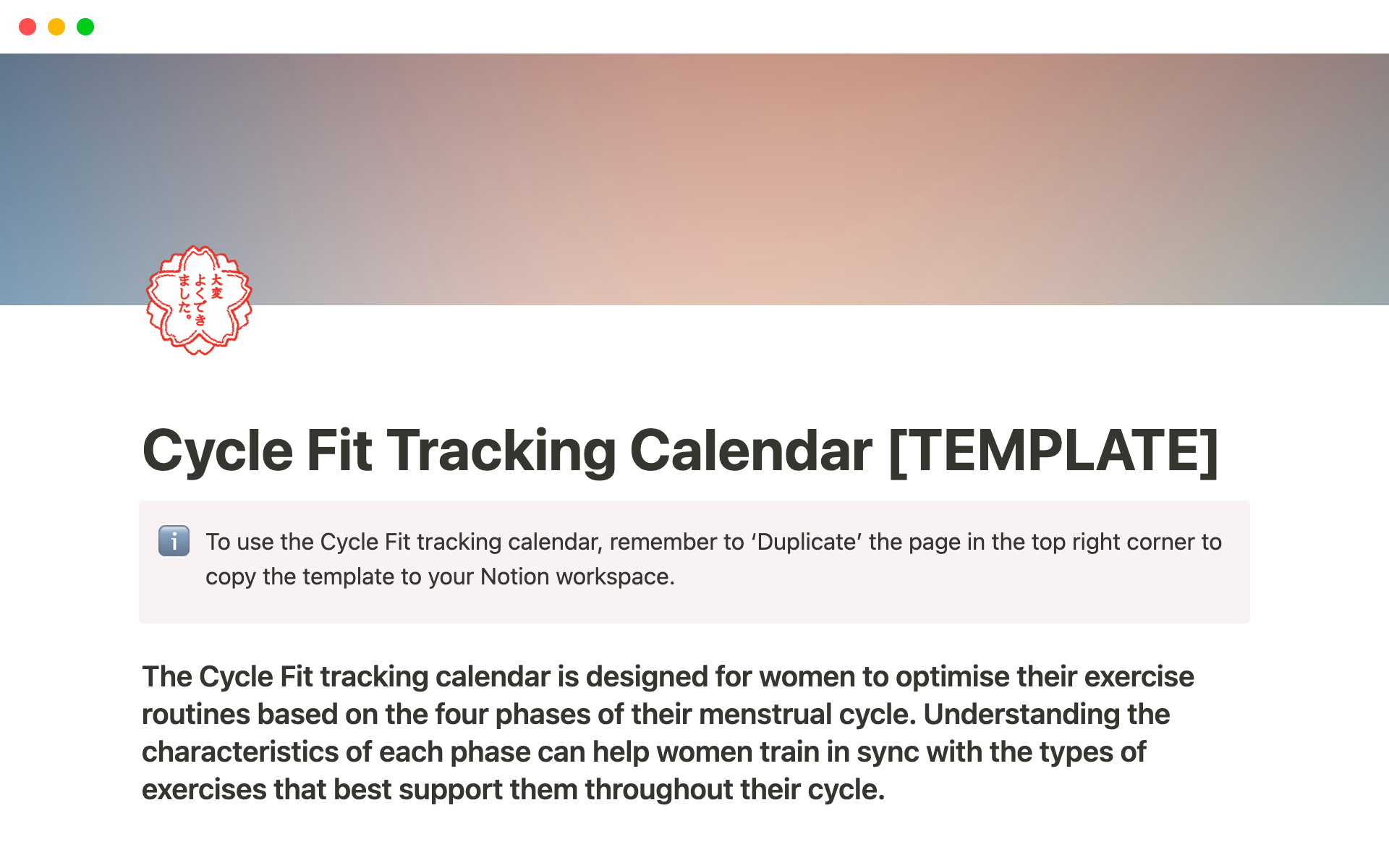 The Cycle Syncing Fitness tracking calendar helps optimise your exercise routines based on the different phases of a women's cycle.