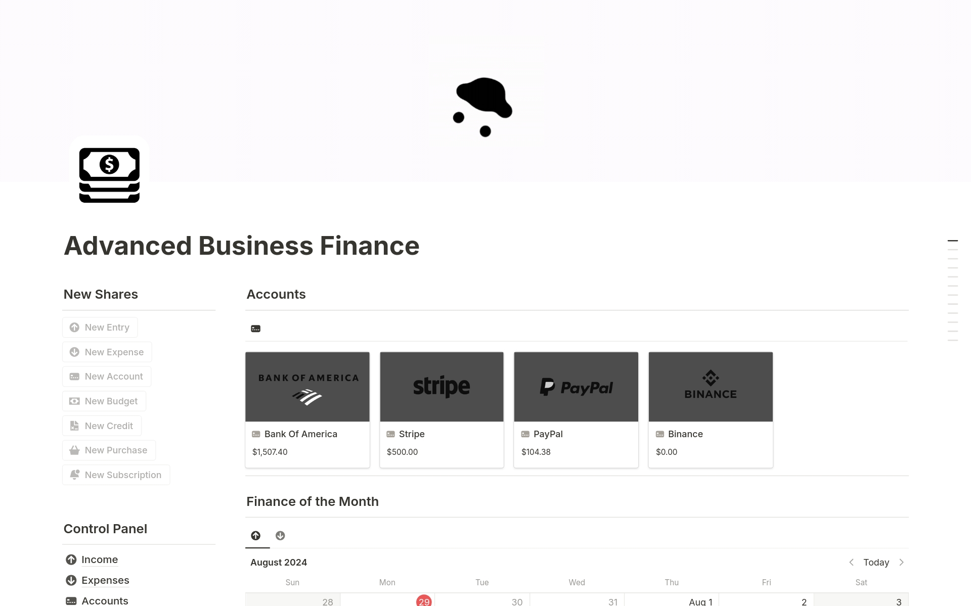Improve your company's financial management with the Advanced Business Finances template in Notion. Ideal for growing companies.