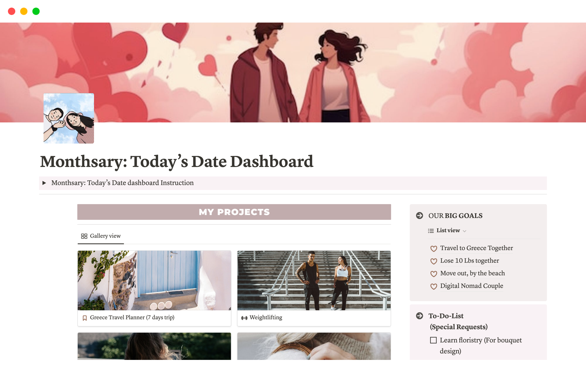 En förhandsgranskning av mallen för Monthsary: Today’s Date Dashboard