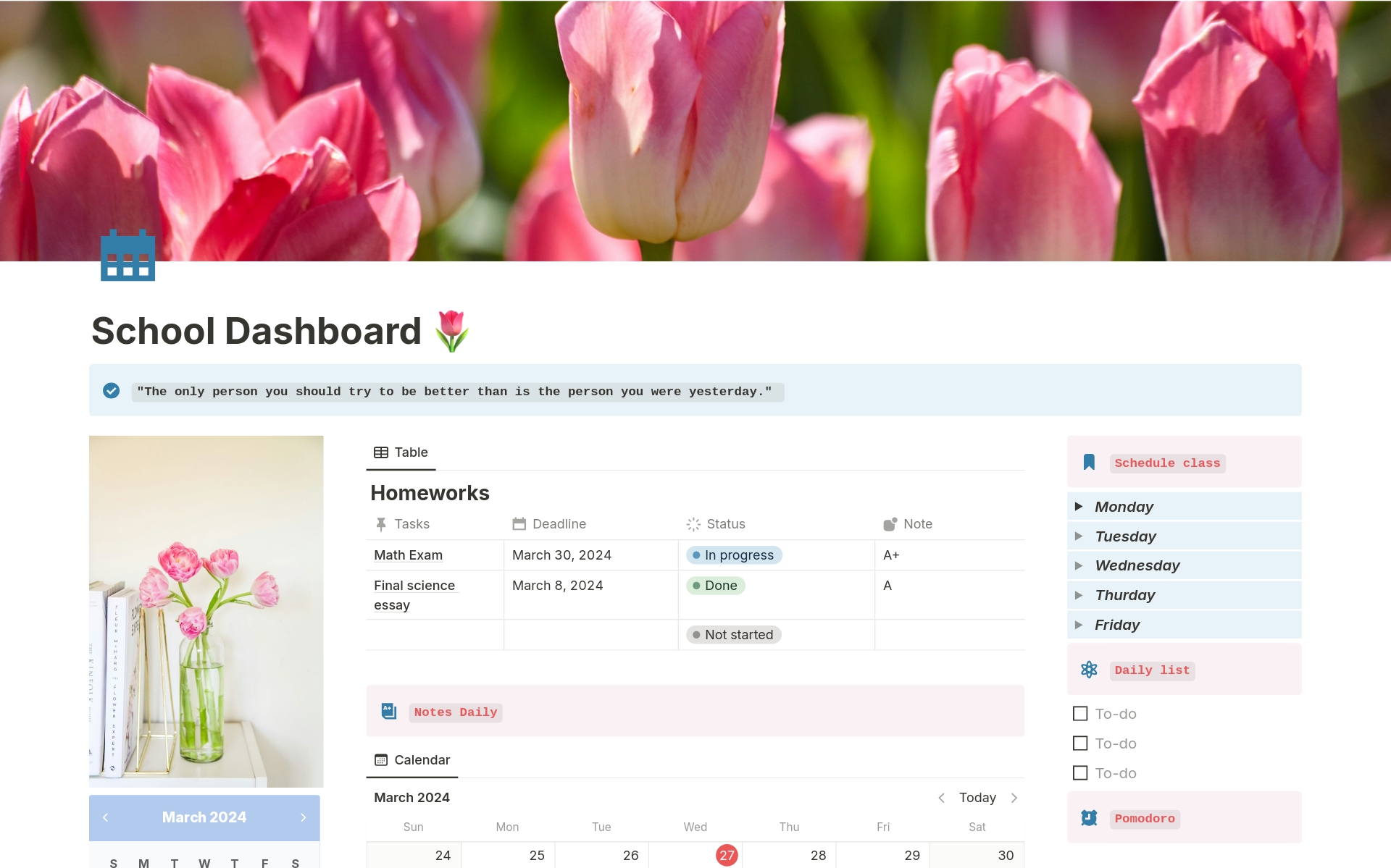 A template preview for School Dashboard