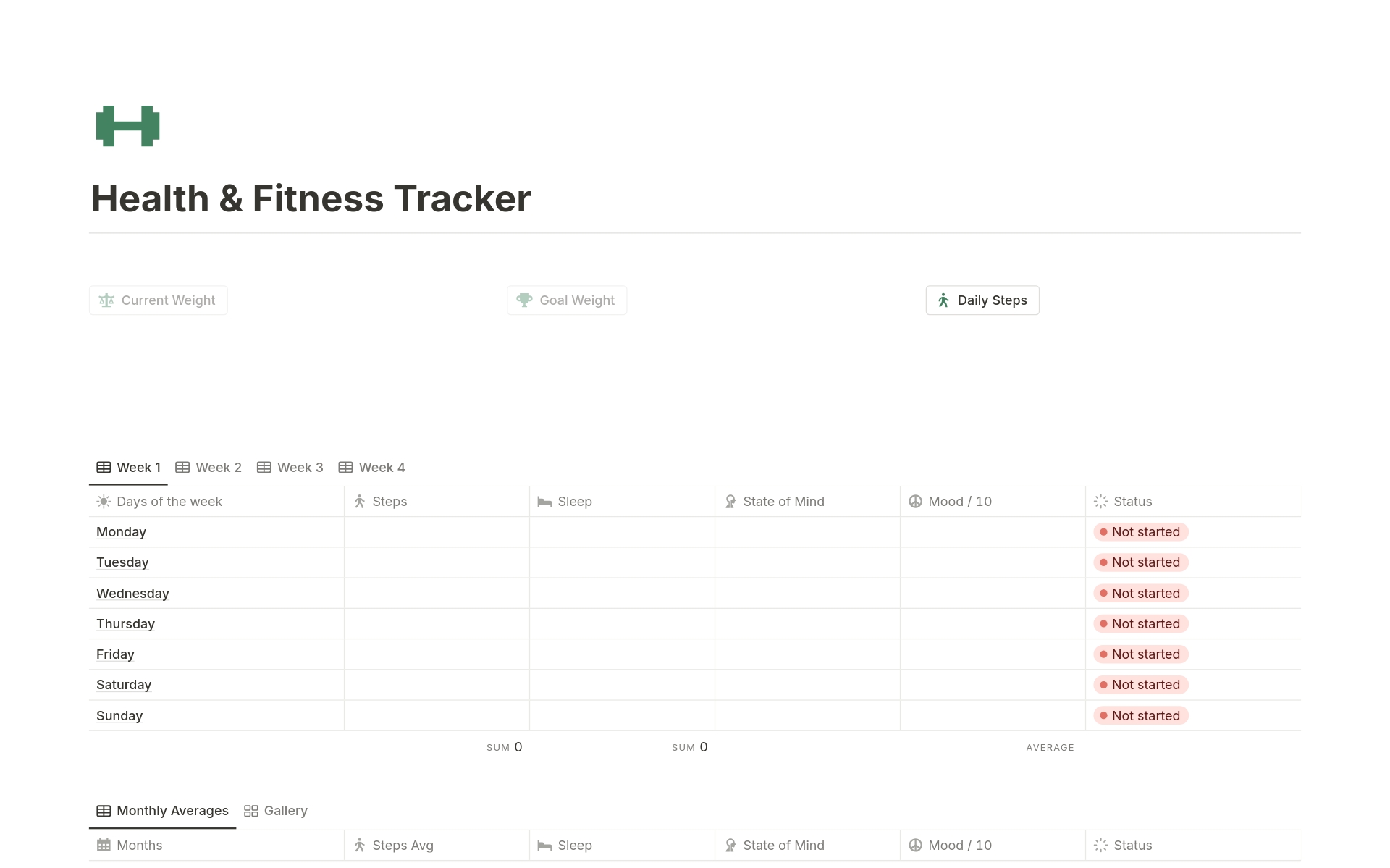 Uma prévia do modelo para Health & Fitness Tracker