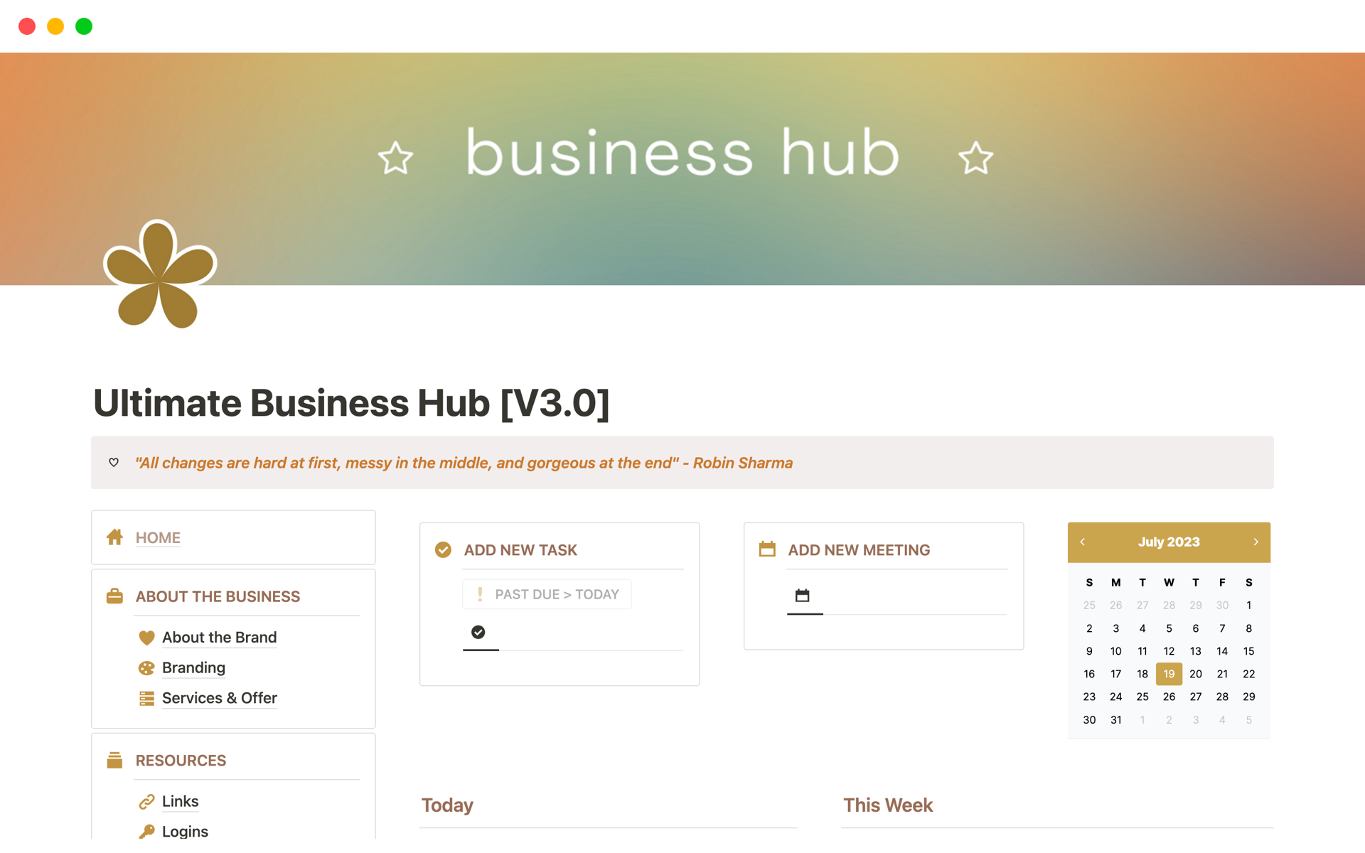 En förhandsgranskning av mallen för Ultimate Business Hub [V3.0]