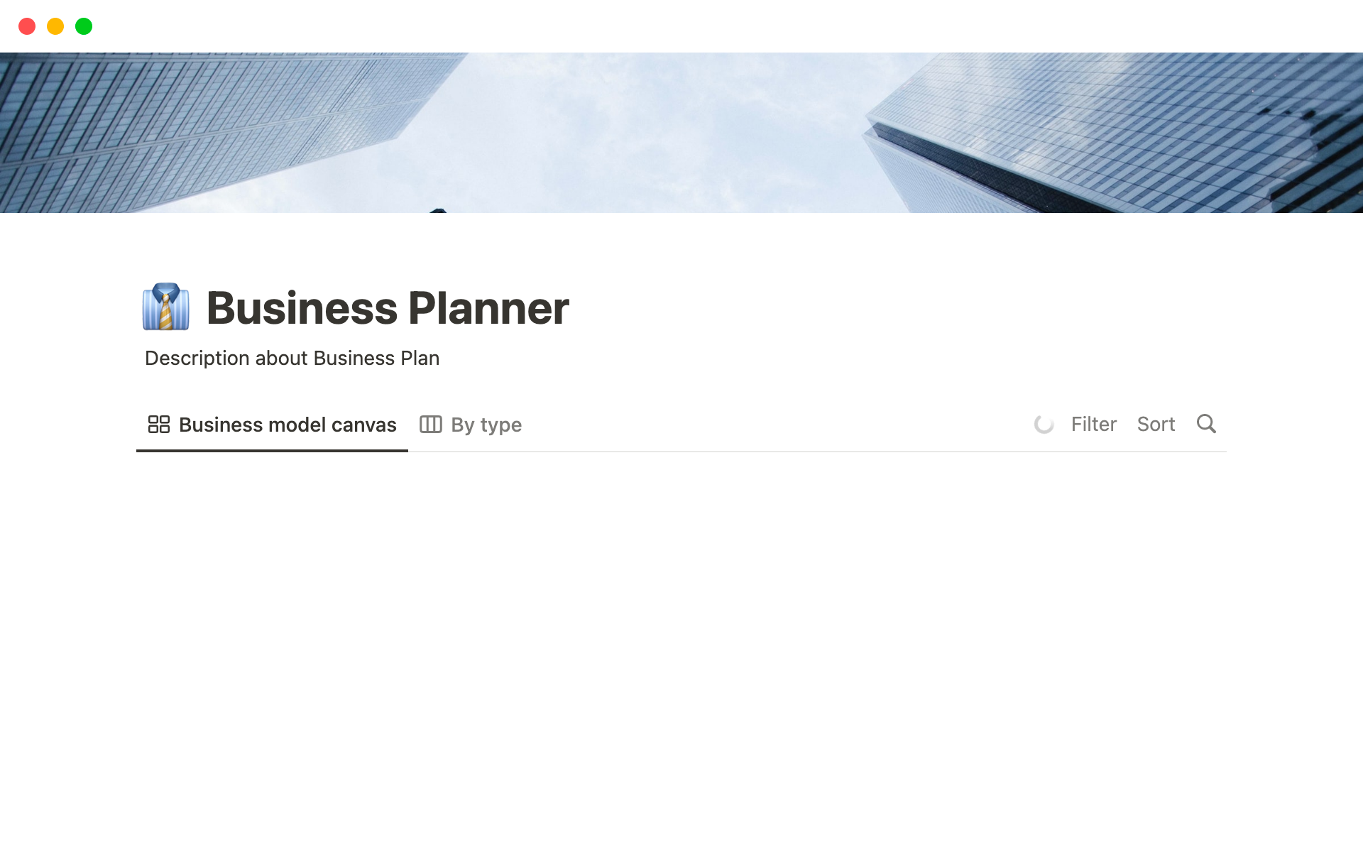 Mallin esikatselu nimelle Business Planner Notion Template