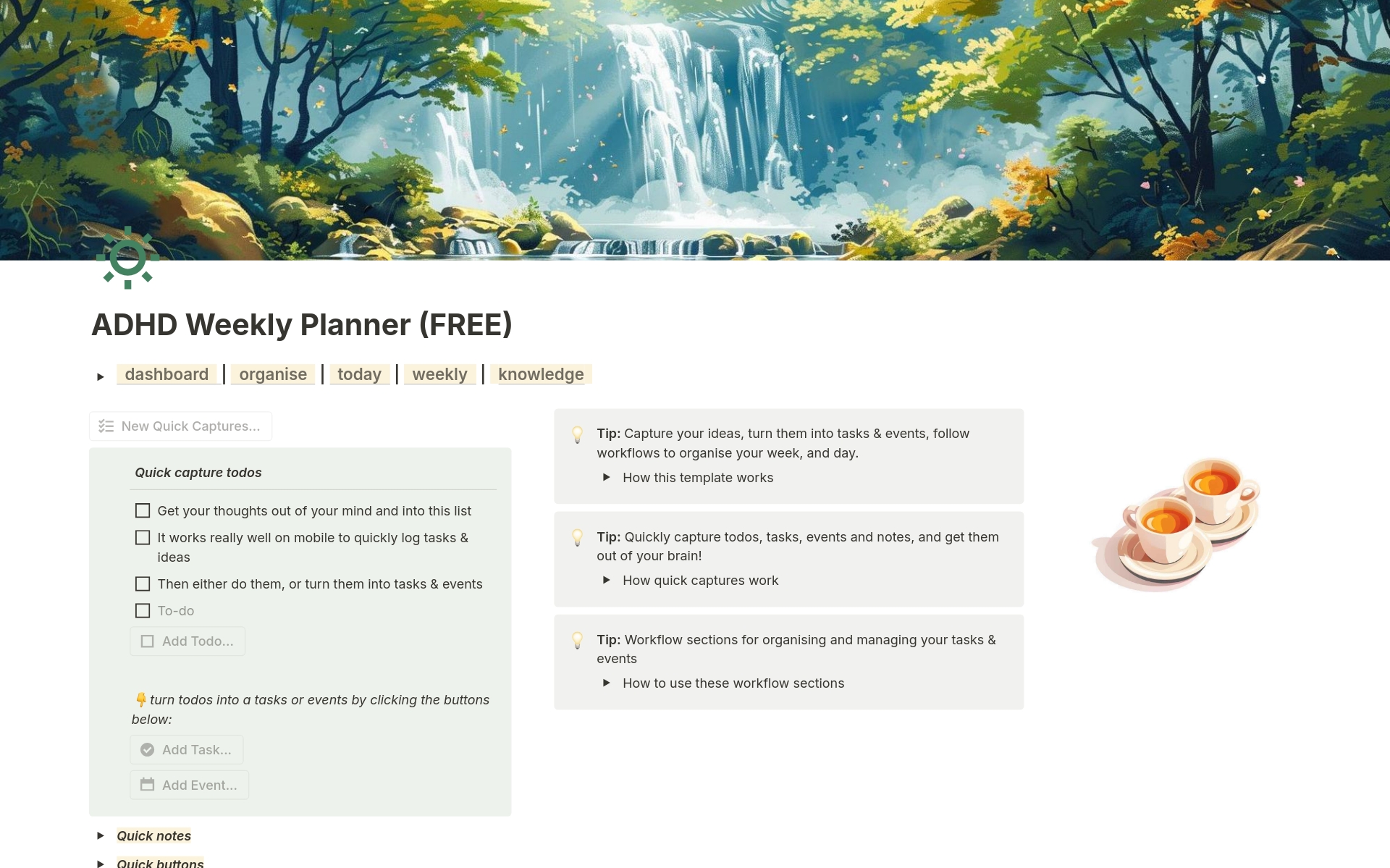 A template preview for ADHD Weekly Planner
