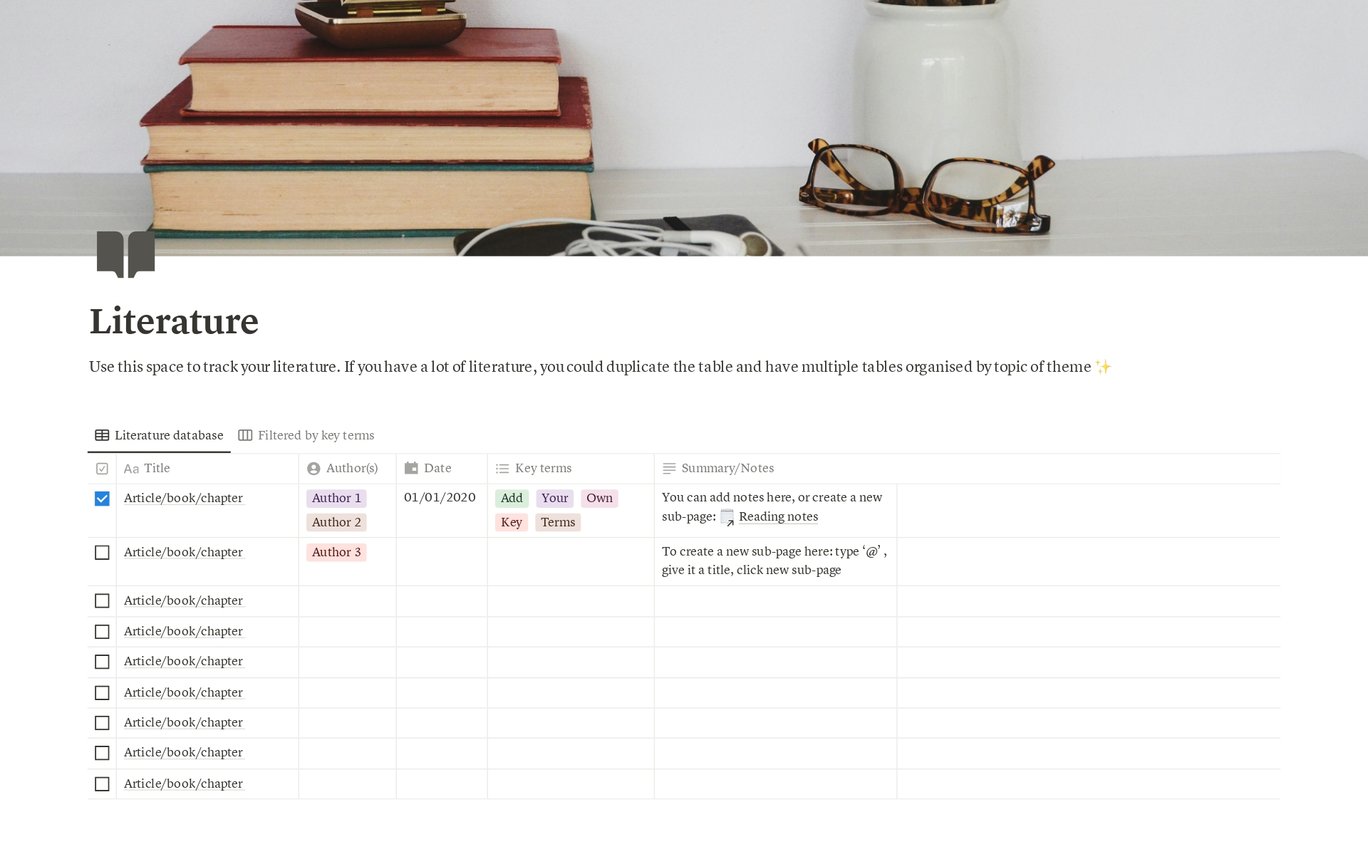 Use this template to organise your PhD project, and manage everything all in one place.