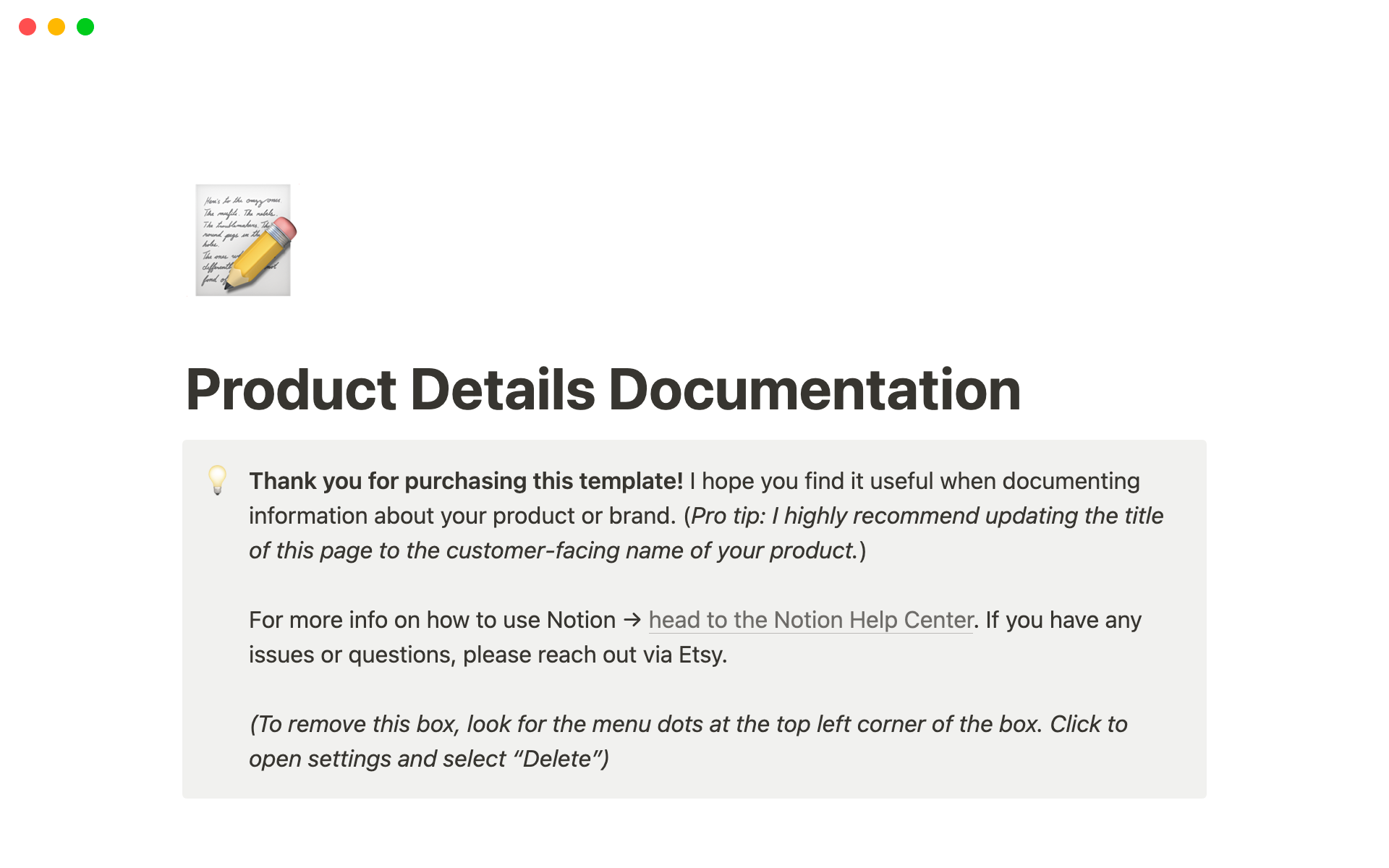 A streamlined way to document your product marketing details in one place.
