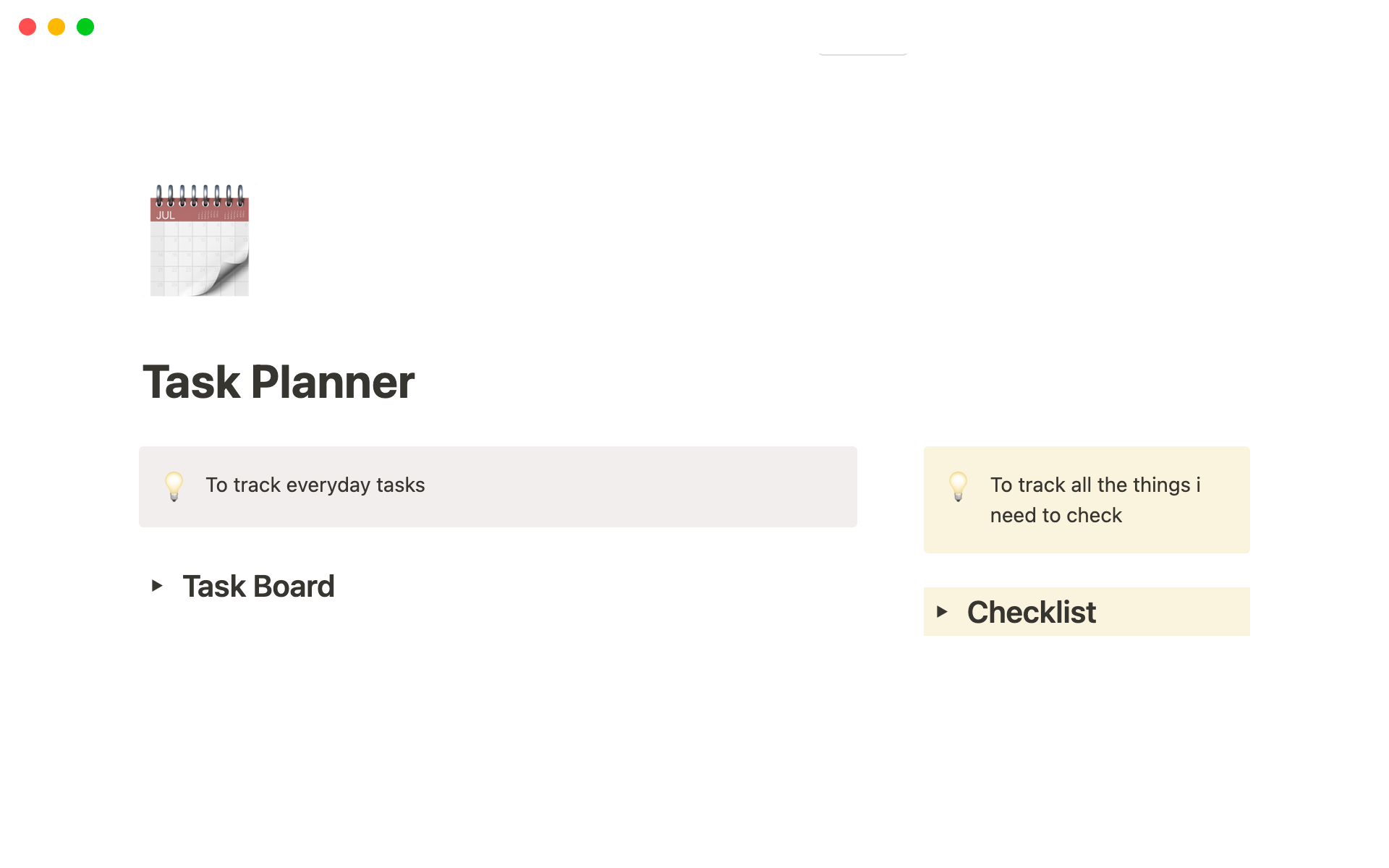 Vista previa de una plantilla para Task Planner