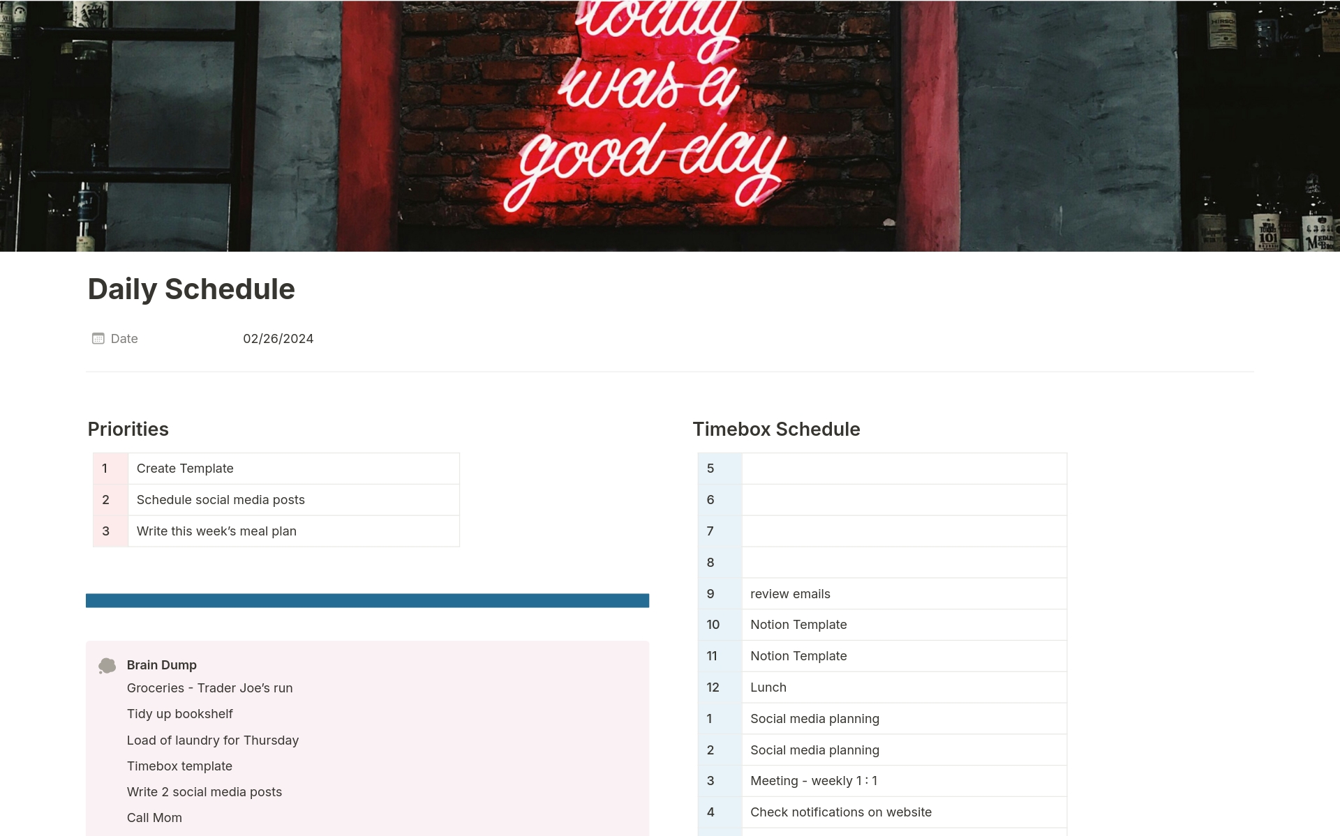 Timeboxing is the most effective time management technique. This no-frills, simple template will help you schedule each day, without distractions. So you can get busy doing instead of planning. 