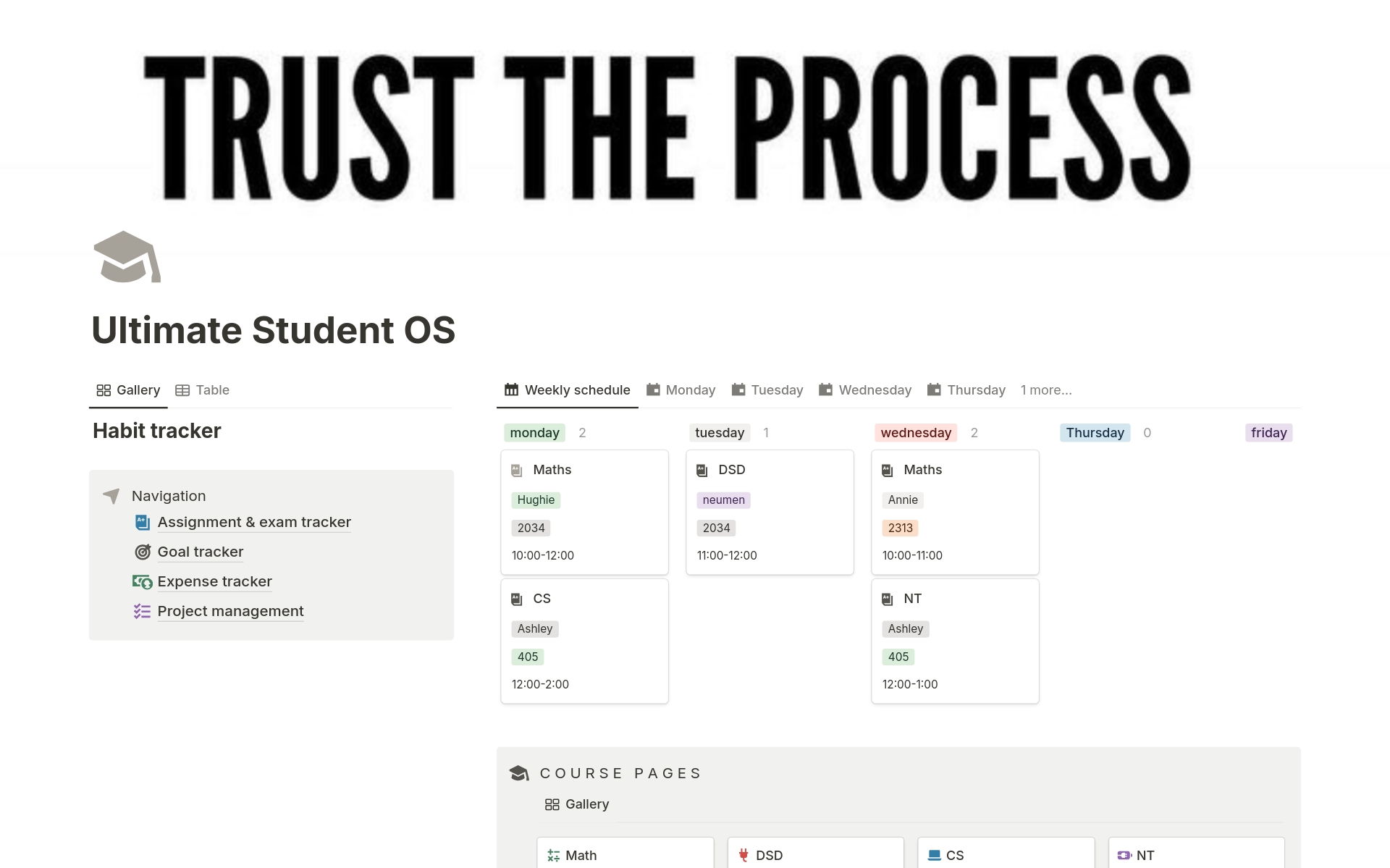 A template preview for Ultimate Student OS