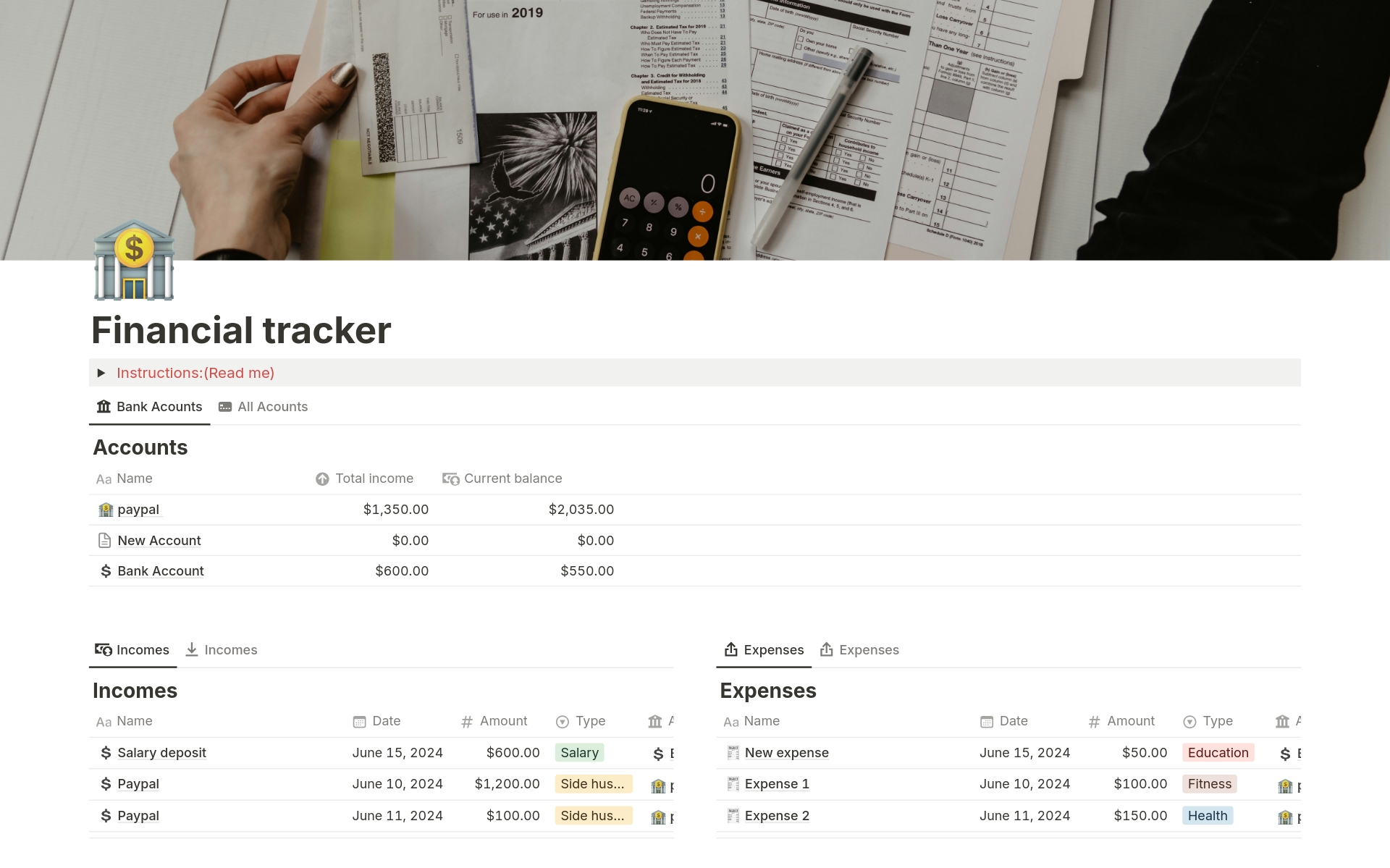A template preview for Financial tracker| personal budget 