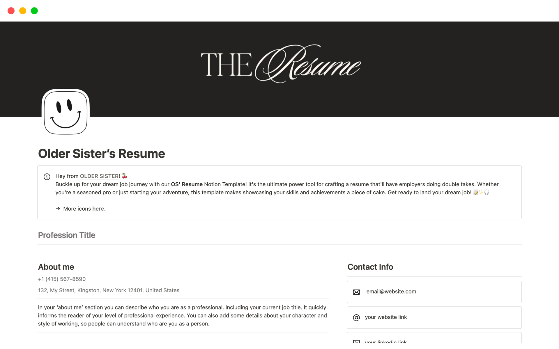 Buckle up for your dream job journey with our OS' Resume Notion Template! It's the ultimate power tool for crafting a resume that'll have employers doing double takes. Get ready to land your dream job! 📝✨🎧