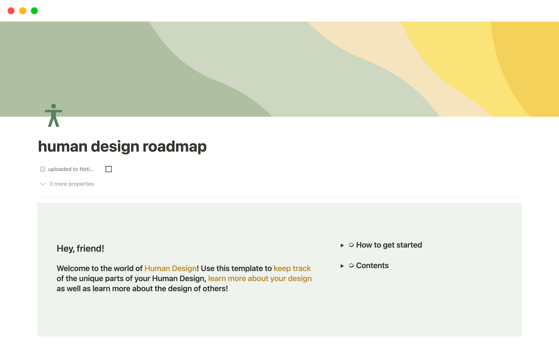 Vista previa de una plantilla para human design roadmap