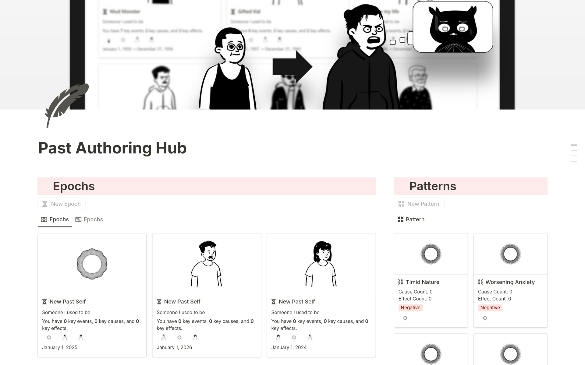 A template preview for Past Authoring Hub