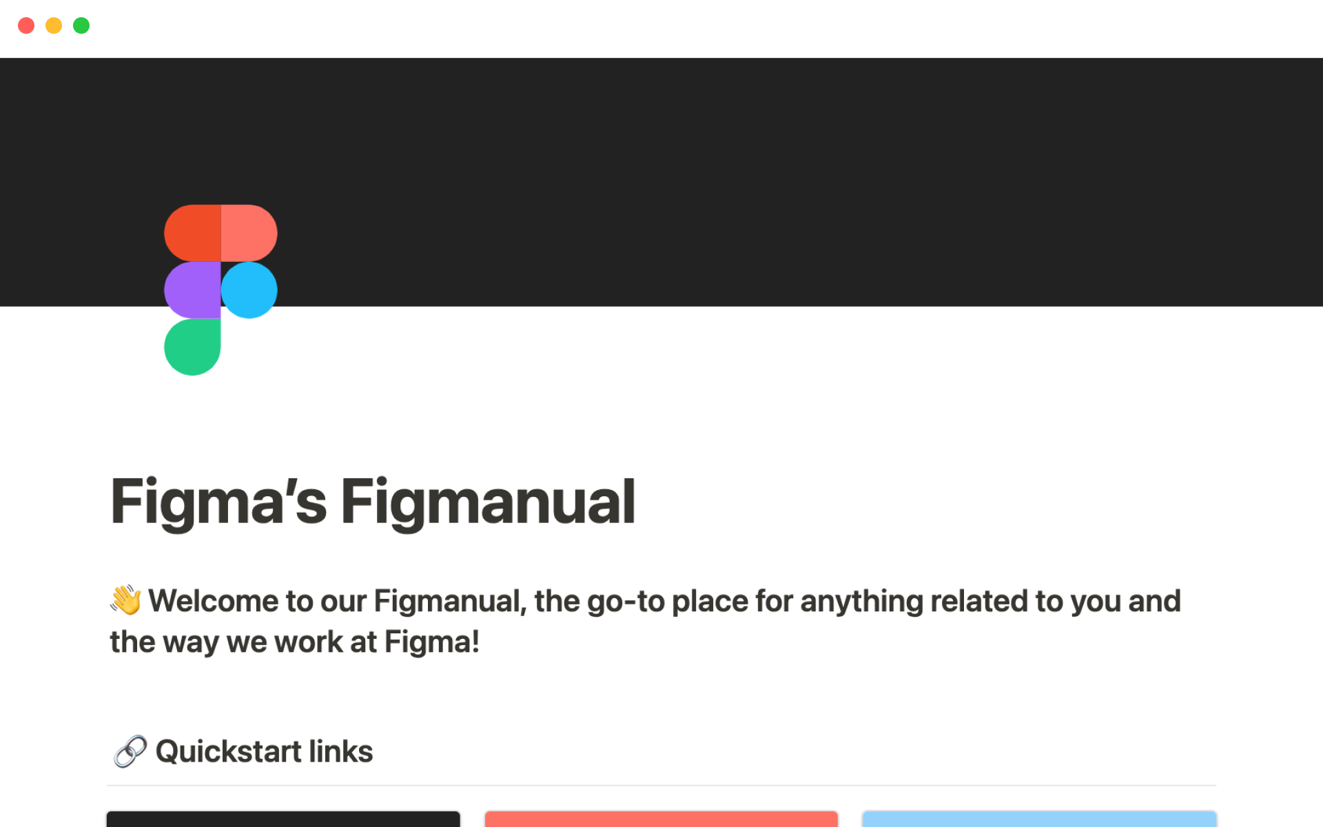 En forhåndsvisning av mal for Figma’s Figmanual