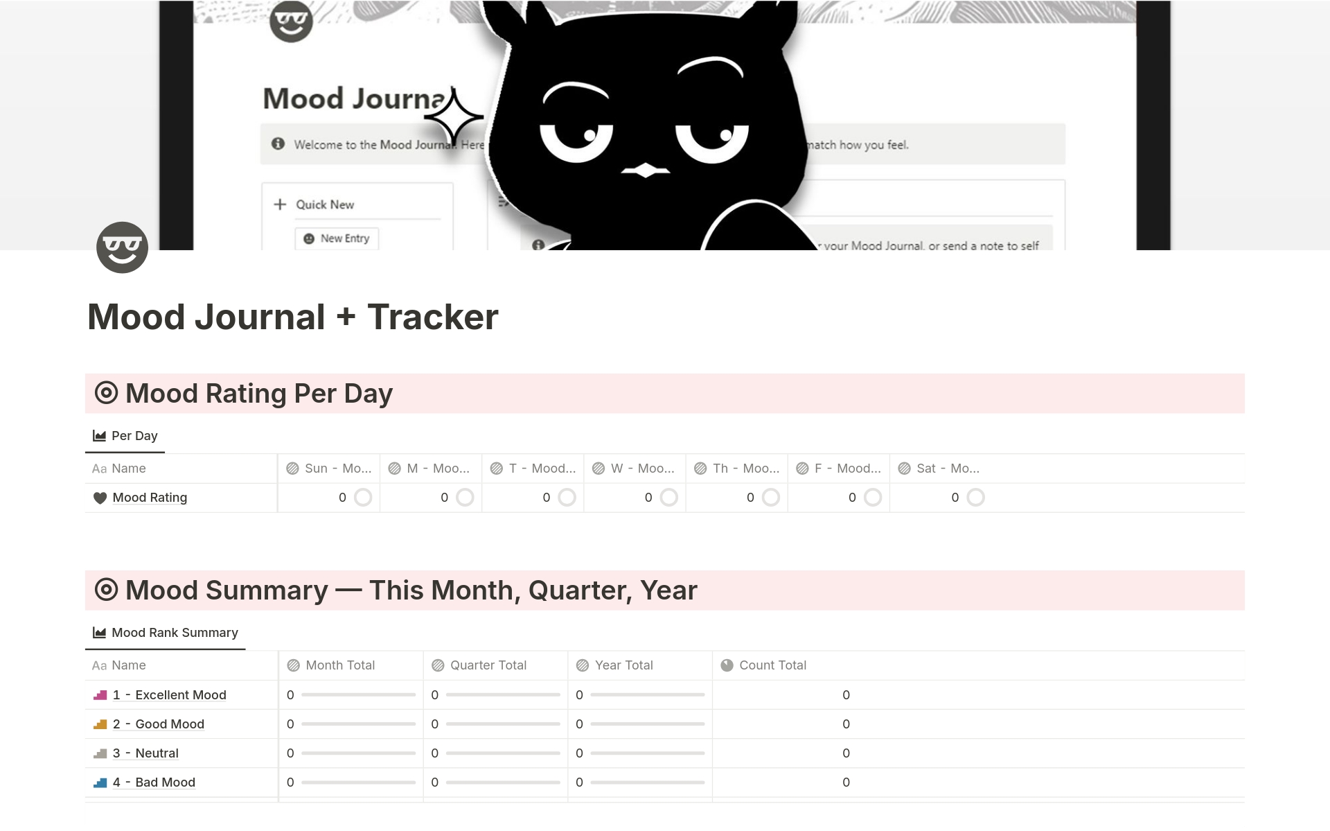 Mood Journal + Tracker님의 템플릿 미리보기