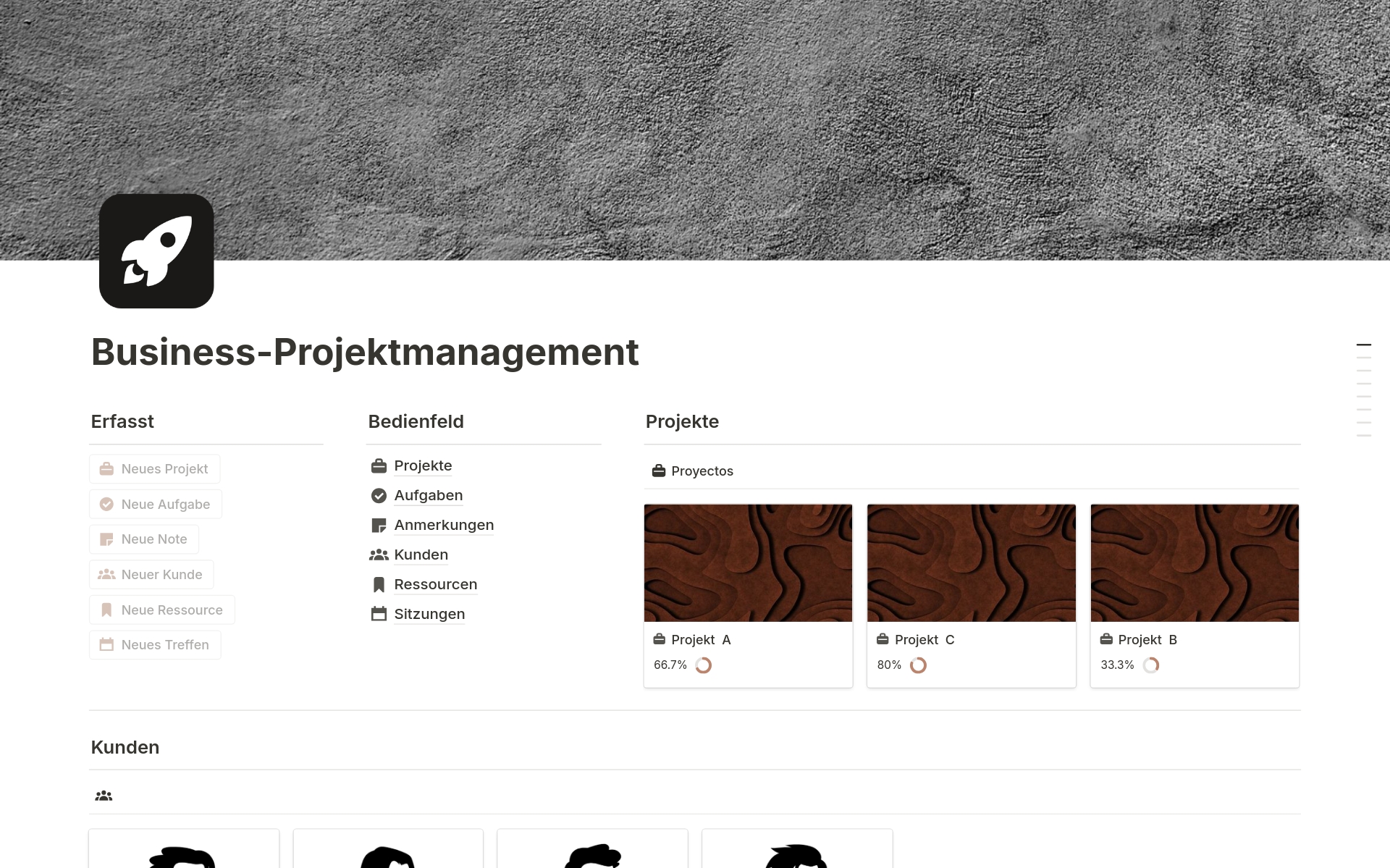 A template preview for Business-Projektmanagement