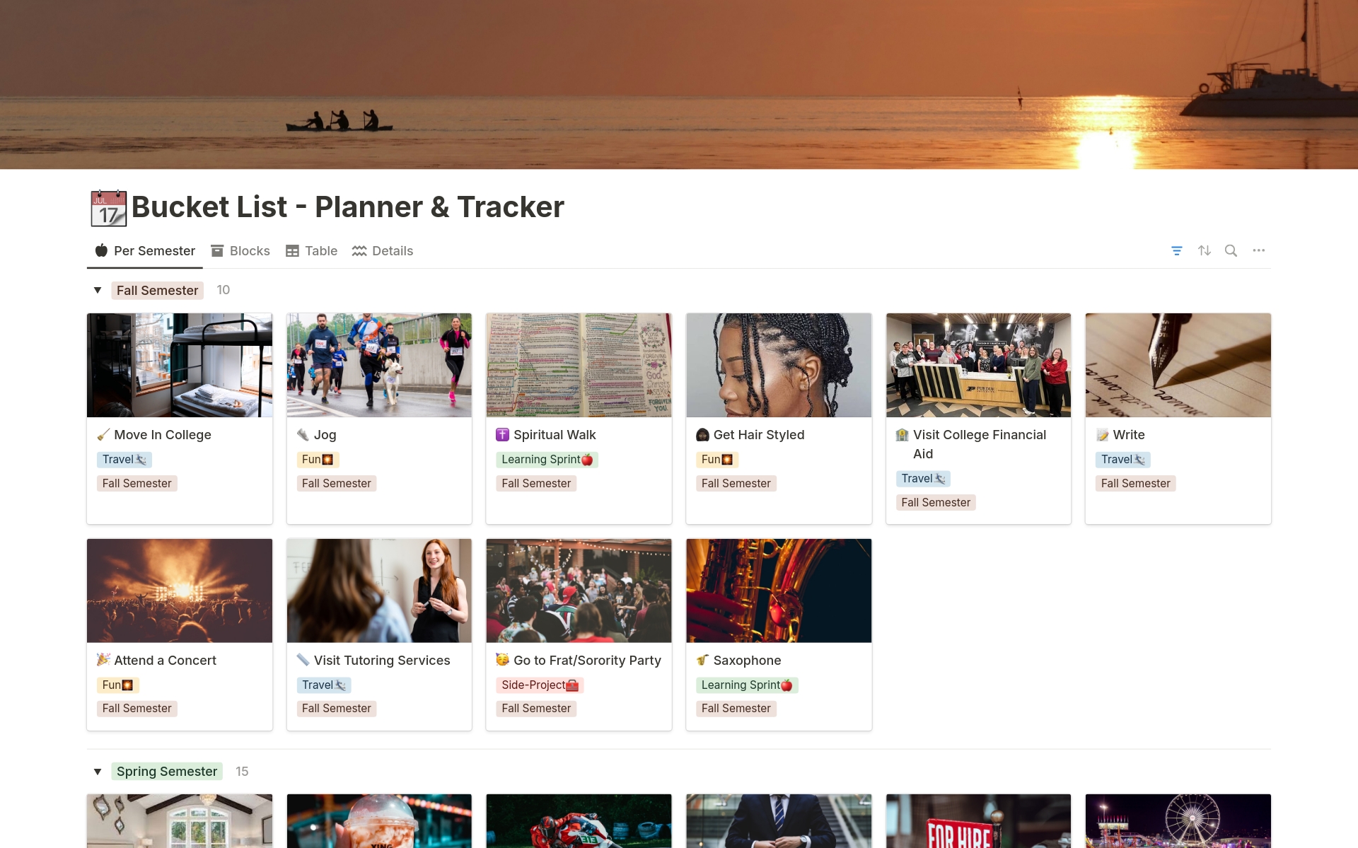 Vista previa de una plantilla para Bucket List - Planner and Tracker
