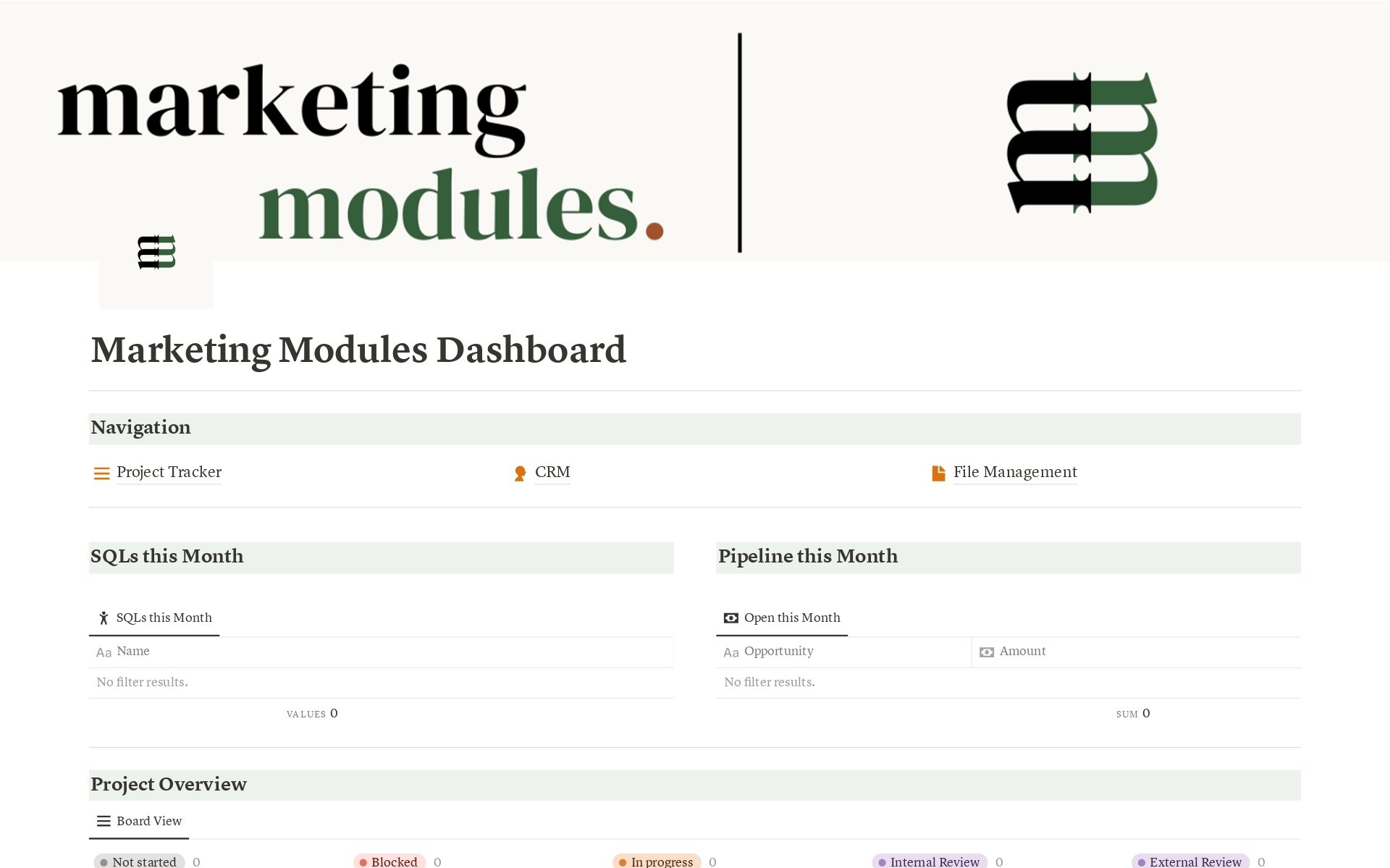 A template preview for Freelance Marketers | The Starter Dashboard 