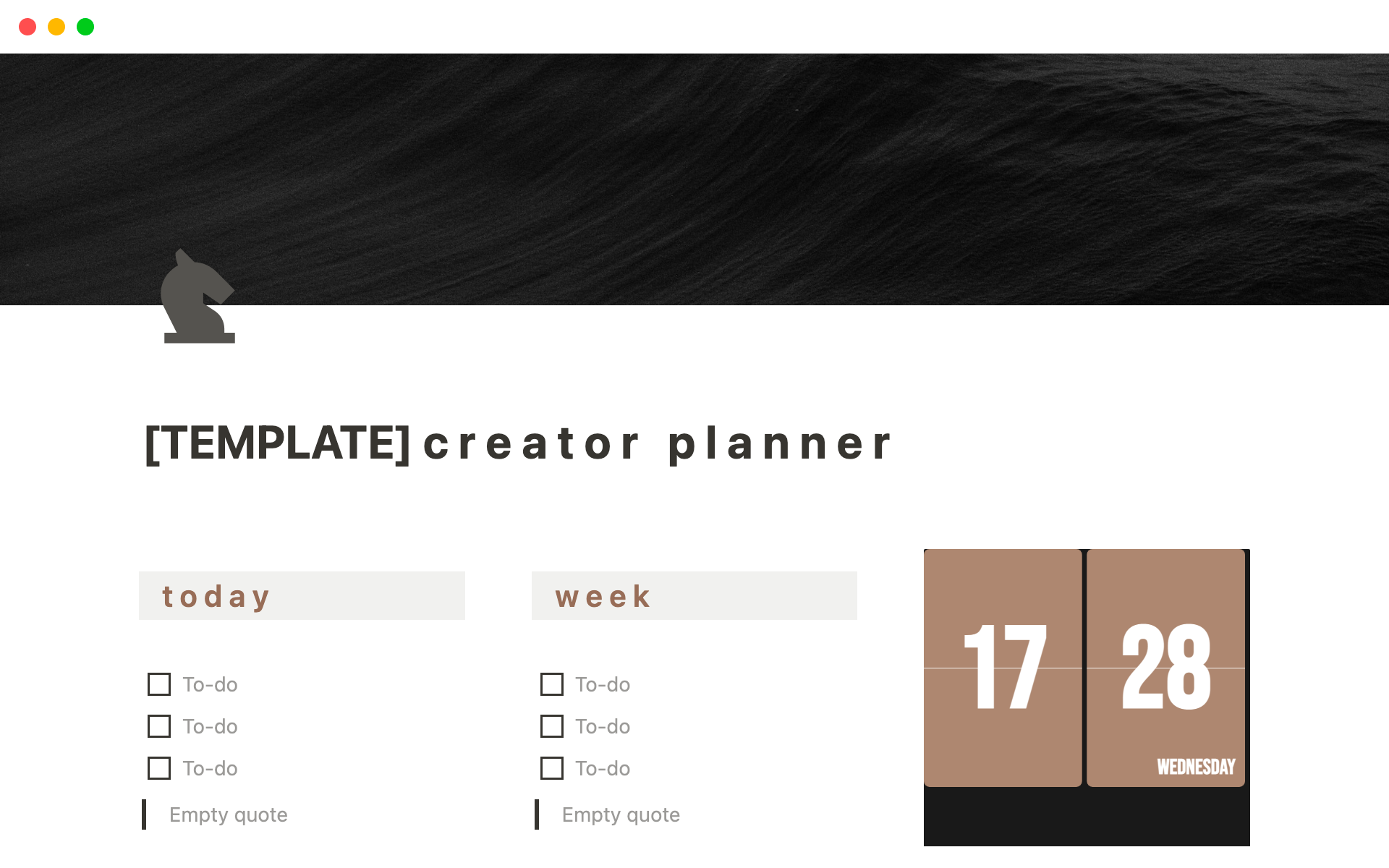 En förhandsgranskning av mallen för Creator Planner - Social Media Manager