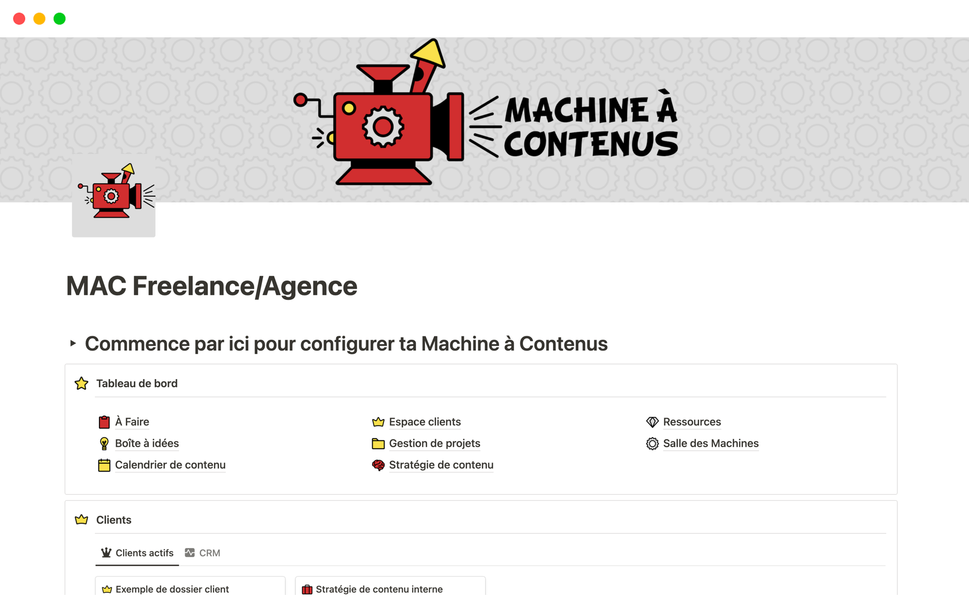 En förhandsgranskning av mallen för MAC Freelance/Agence