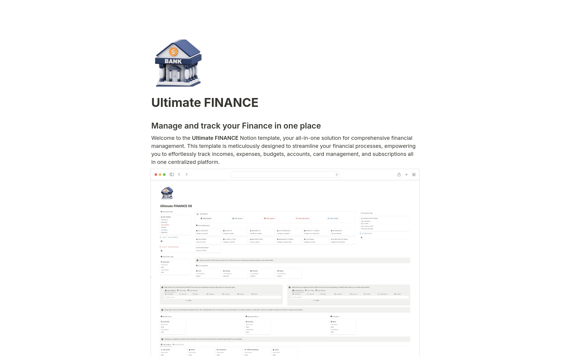The Ultimate FINANCE makes it super easy to record your incomes and expenses from various accounts and assign them to different categories.