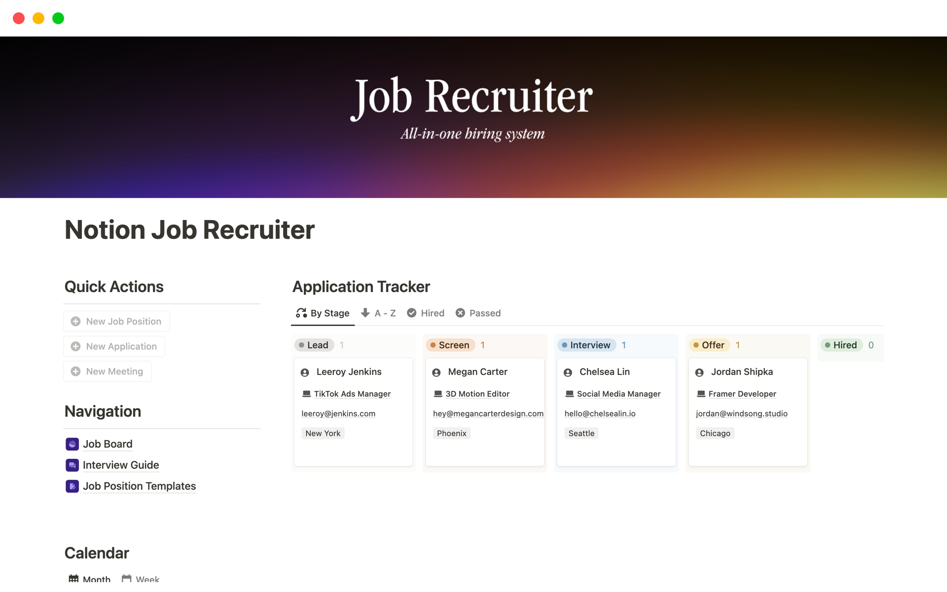 Mallin esikatselu nimelle Job Recruiter