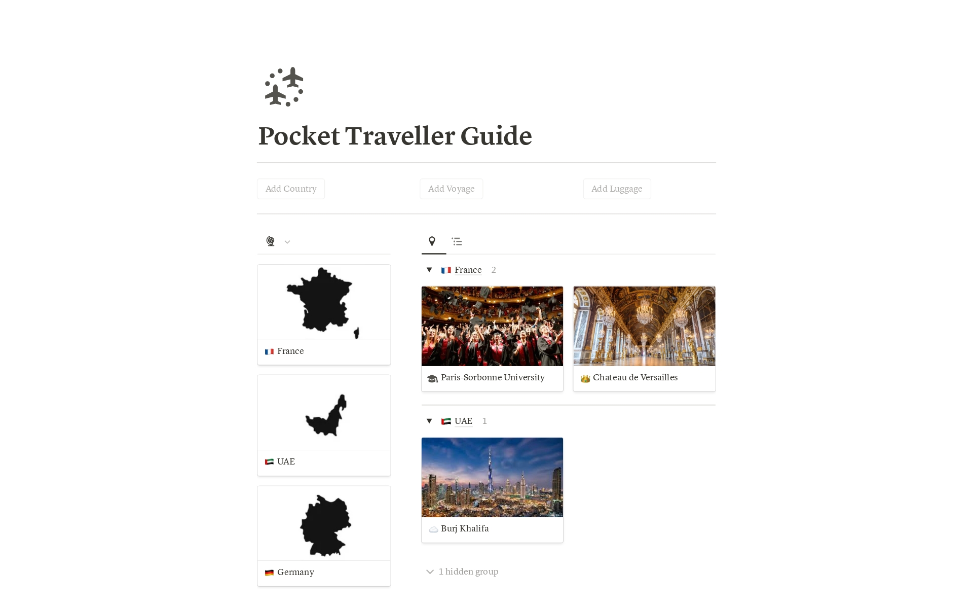 En förhandsgranskning av mallen för Pocket Traveller Guide