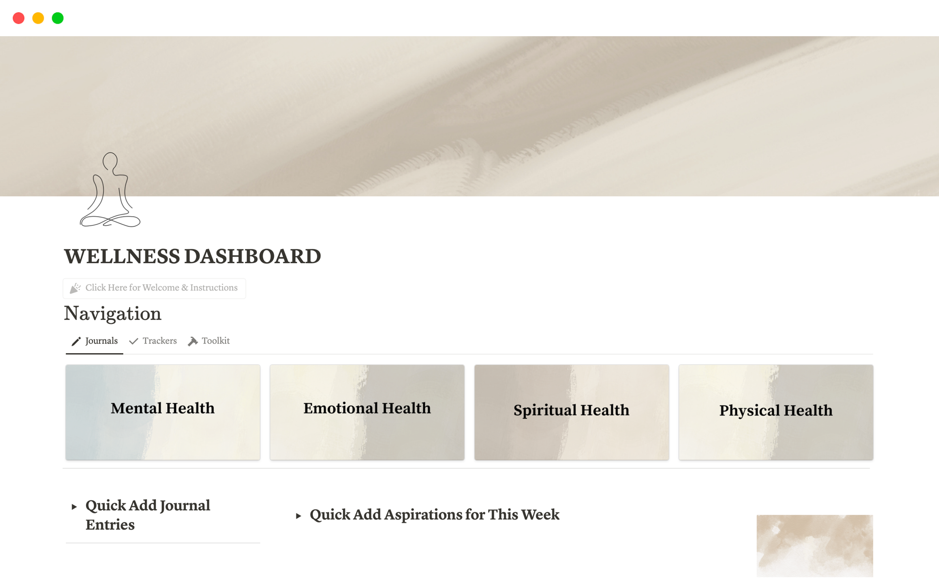 En forhåndsvisning av mal for Wellness Dashboard