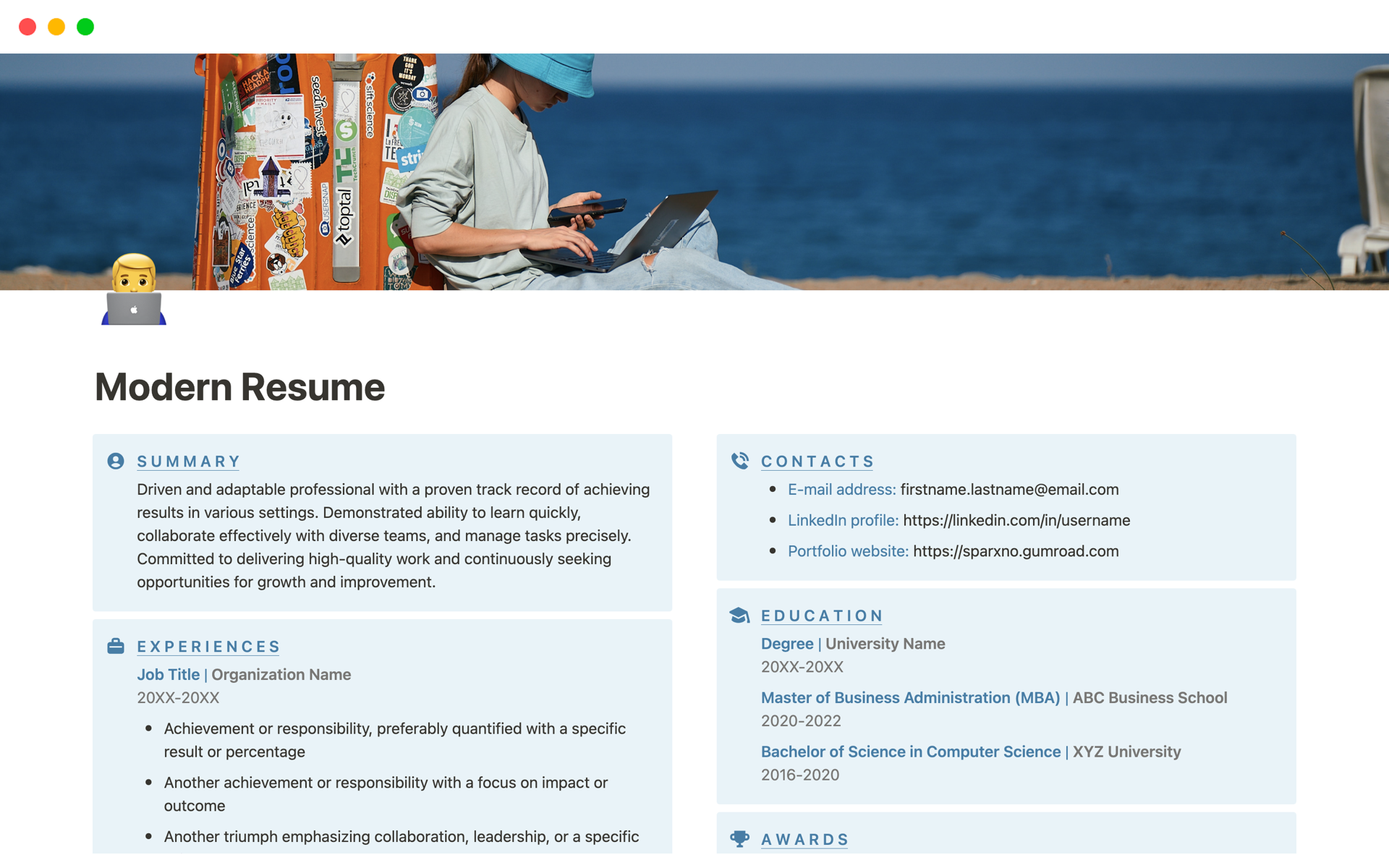 Vista previa de una plantilla para Modern CV & Resume For Job Seekers