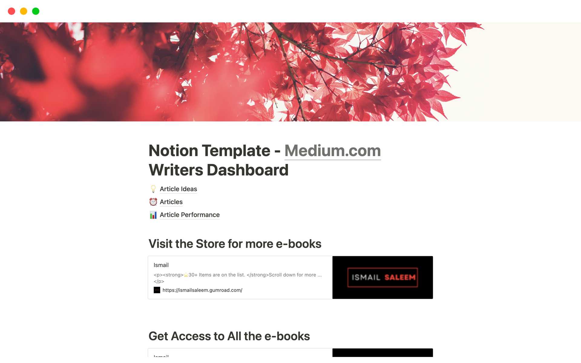 Eine Vorlagenvorschau für Medium.com Writers Dashboard