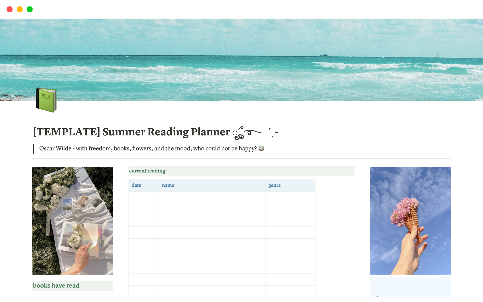 En forhåndsvisning av mal for Summer Reading Planner ೄྀ࿐ ˊˎ-