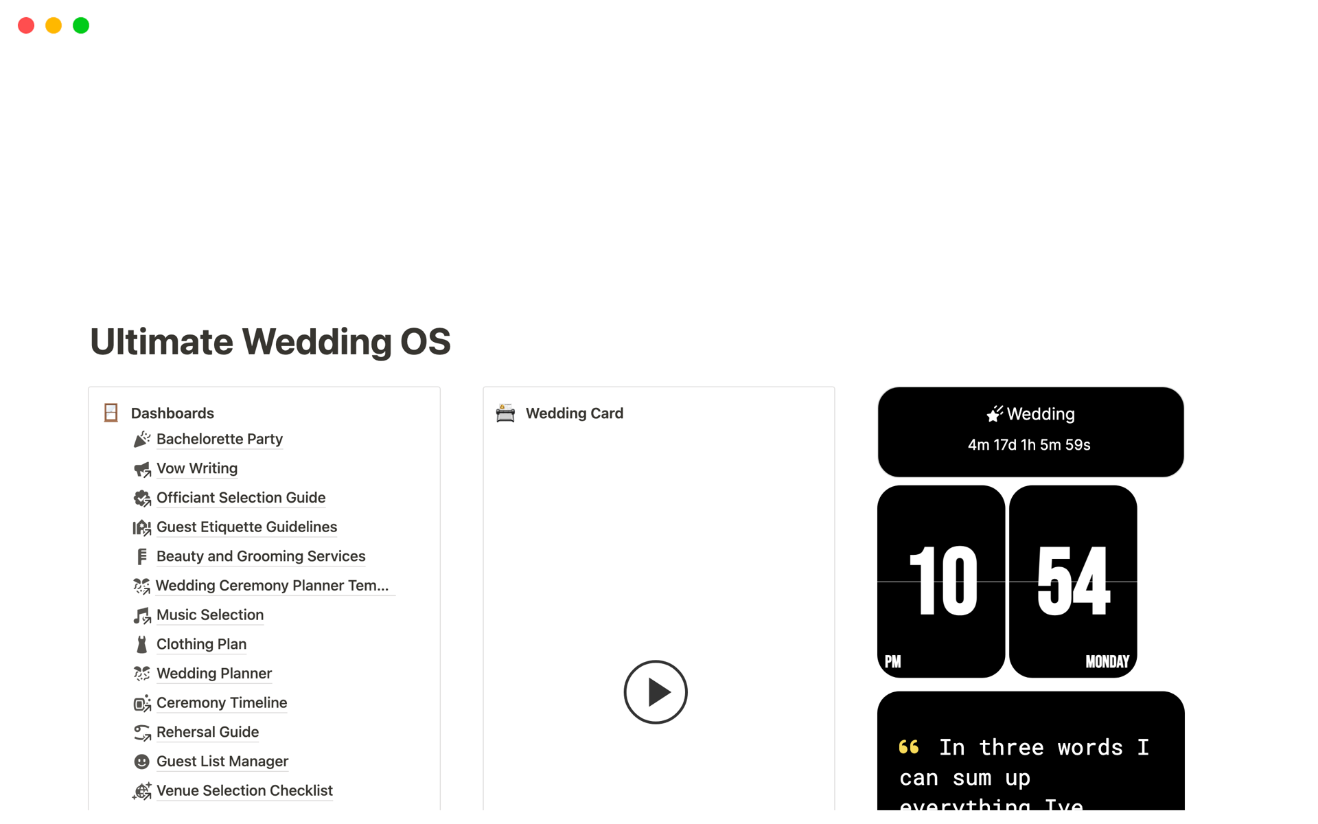 Mallin esikatselu nimelle Ultimate Wedding OS