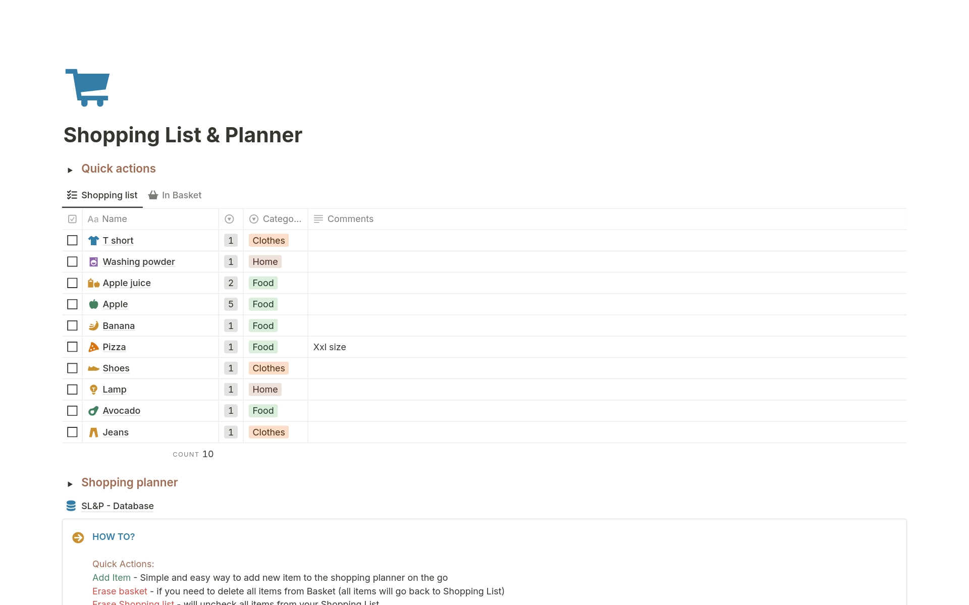 A template preview for Shopping List & Planner