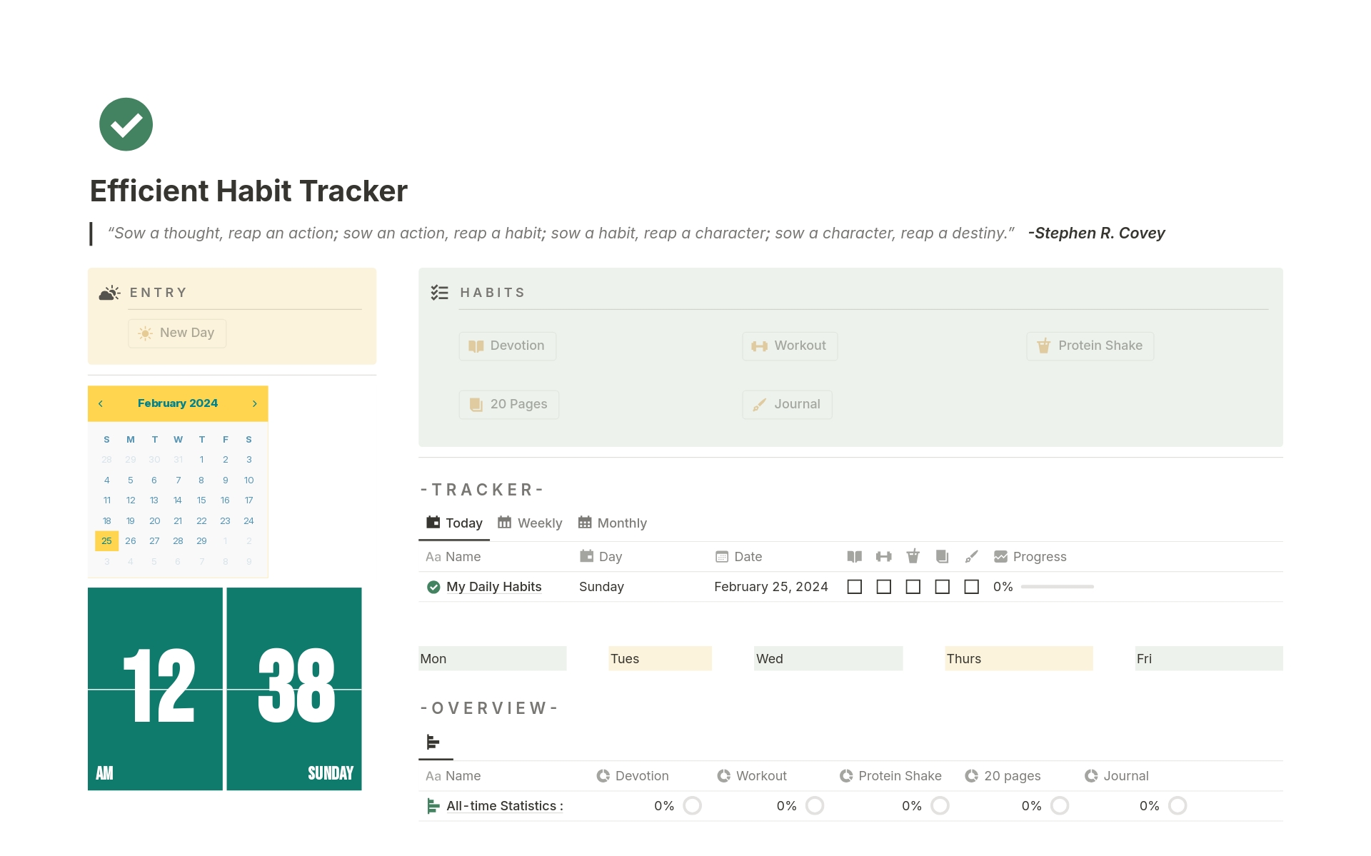 Vista previa de una plantilla para Best Ever Habit Tracker
