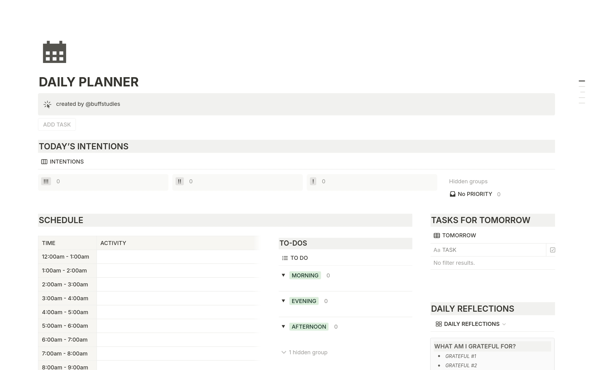 Vista previa de plantilla para Minimalistic Daily Planner